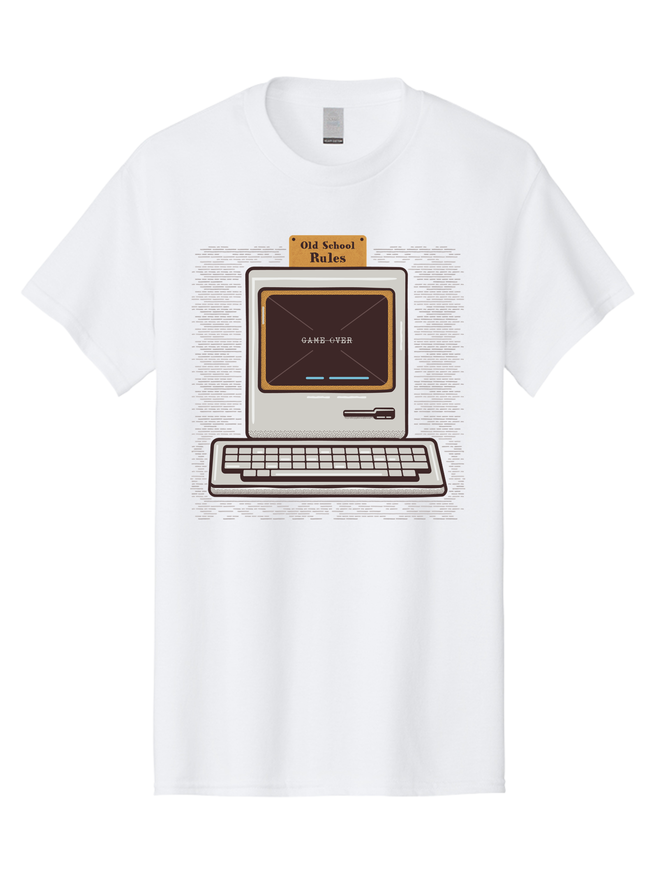 Old-School-Rules Men'S Graphic Tee, 100% Cotton, Comfortable Casual Summer Wear, Machine Washable, Retro Computer, Old School Gaming, Classic Video Games, Game Over Screen, Nostalgic Tech, Vintage Computer Graphics, Pixel Art, Aab950 15