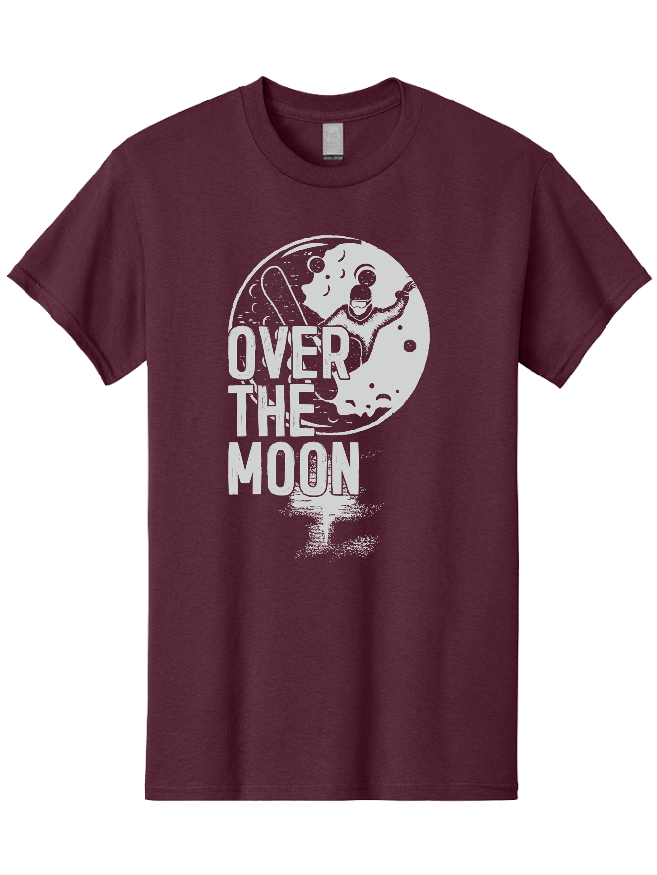 Over-The-Moon Men'S Graphic Tee, 100% Cotton, Comfortable Casual Summer Wear, Machine Washable, Moon Graphic, Astronaut Illustration, Space Exploration, Moon Landing, Celestial Body, Over The Moon Text, Retro-Futuristic Design, Aab951 23