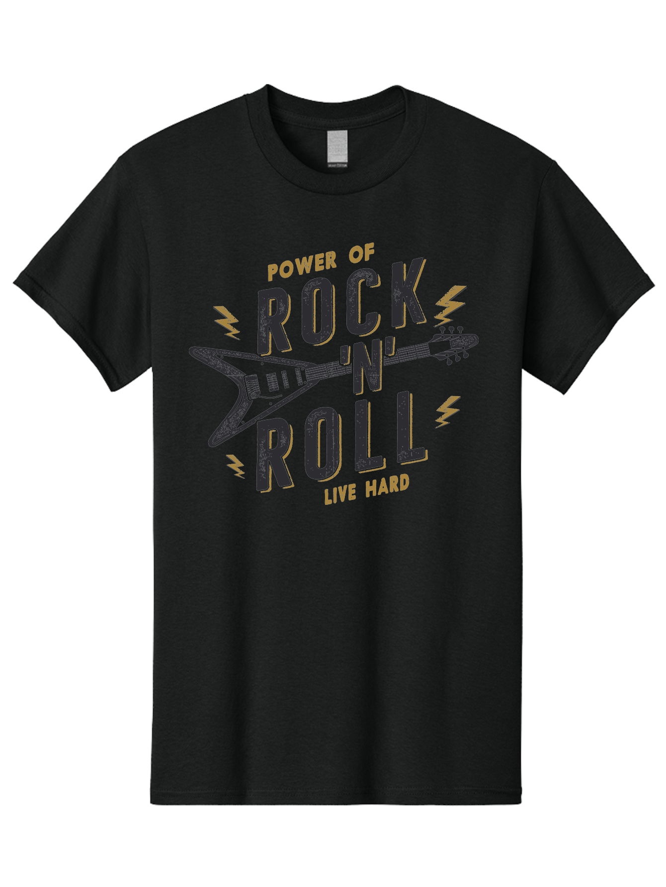 Power-Of-Rock-N-Roll-1 Men'S Graphic Tee, 100% Cotton, Comfortable Casual Summer Wear, Machine Washable, Rock N Roll Music, Electric Guitar, Live Hard, Rock On, Music Festival, Rock Concert, Guitar Lover, Rock Culture, Music Enthusiast Aab952 9