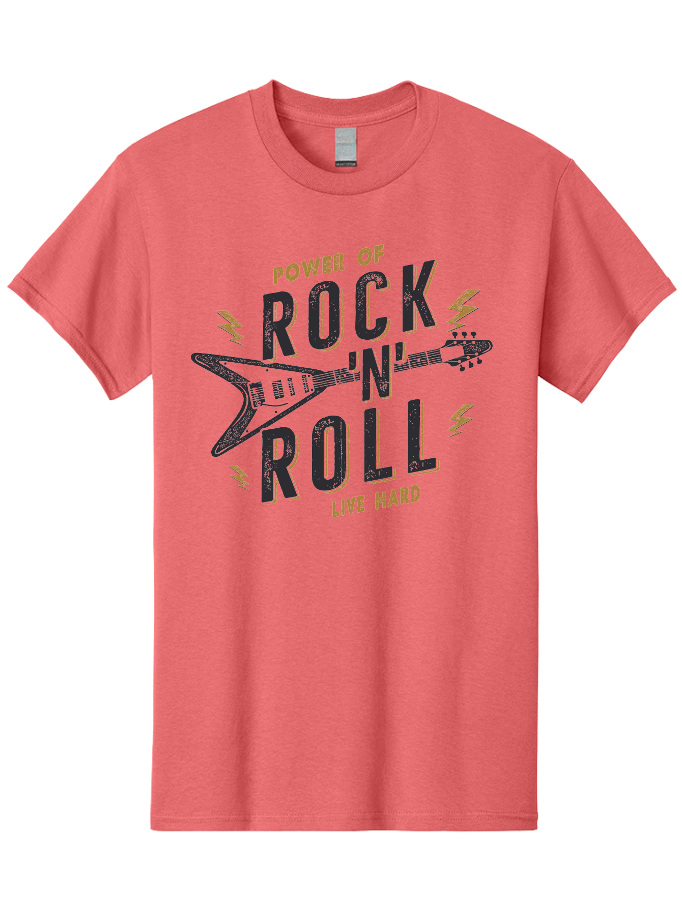 Power-Of-Rock-N-Roll-1 Men'S Graphic Tee, 100% Cotton, Comfortable Casual Summer Wear, Machine Washable, Rock N Roll Music, Electric Guitar, Live Hard, Rock On, Music Festival, Rock Concert, Guitar Lover, Rock Culture, Music Enthusiast Aab952 19