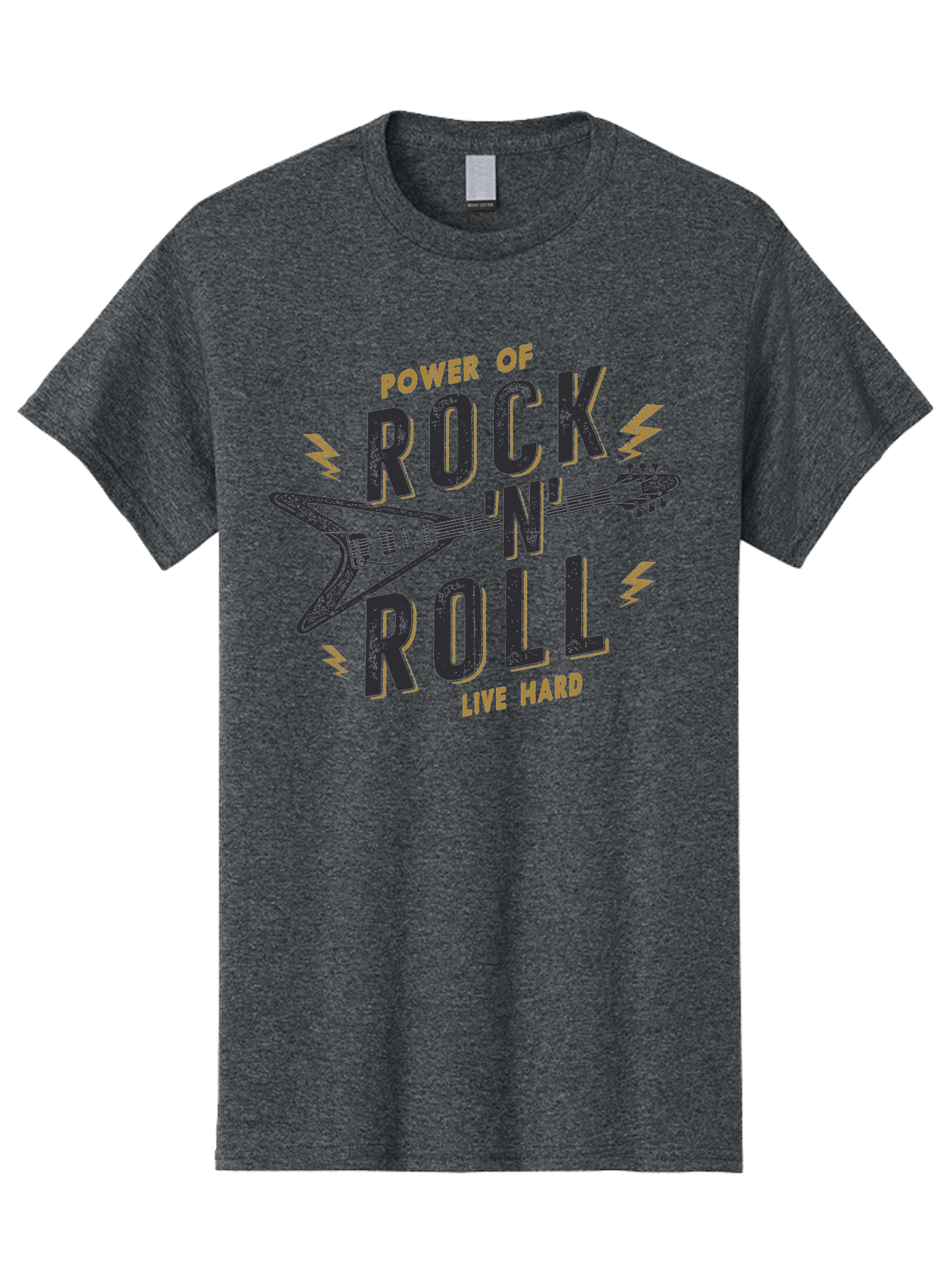 Power-Of-Rock-N-Roll-1 Men'S Graphic Tee, 100% Cotton, Comfortable Casual Summer Wear, Machine Washable, Rock N Roll Music, Electric Guitar, Live Hard, Rock On, Music Festival, Rock Concert, Guitar Lover, Rock Culture, Music Enthusiast Aab952 7