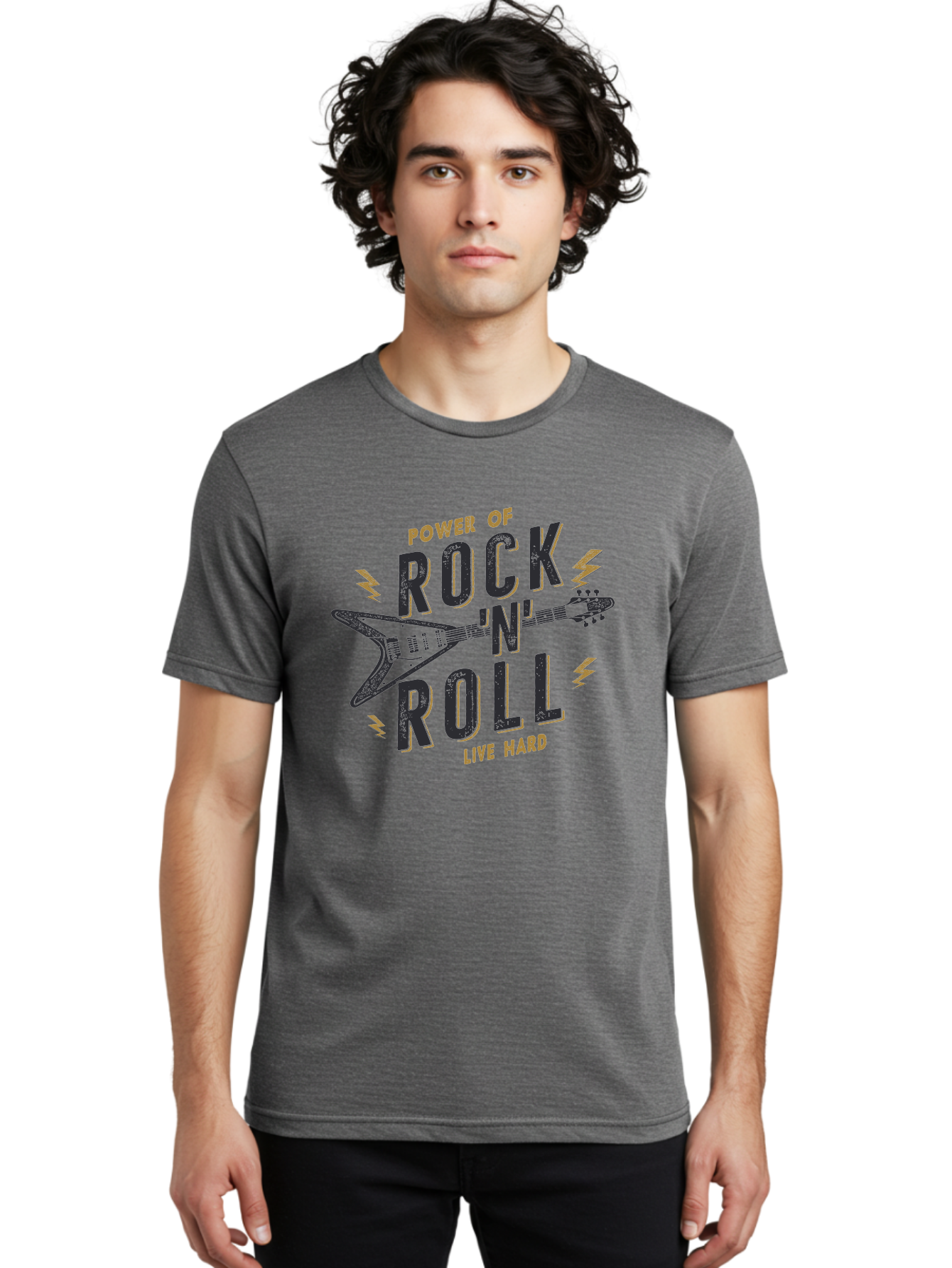 Power-Of-Rock-N-Roll-1 Men'S Graphic Tee, 100% Cotton, Comfortable Casual Summer Wear, Machine Washable, Rock N Roll Music, Electric Guitar, Live Hard, Rock On, Music Festival, Rock Concert, Guitar Lover, Rock Culture, Music Enthusiast Aab952 22