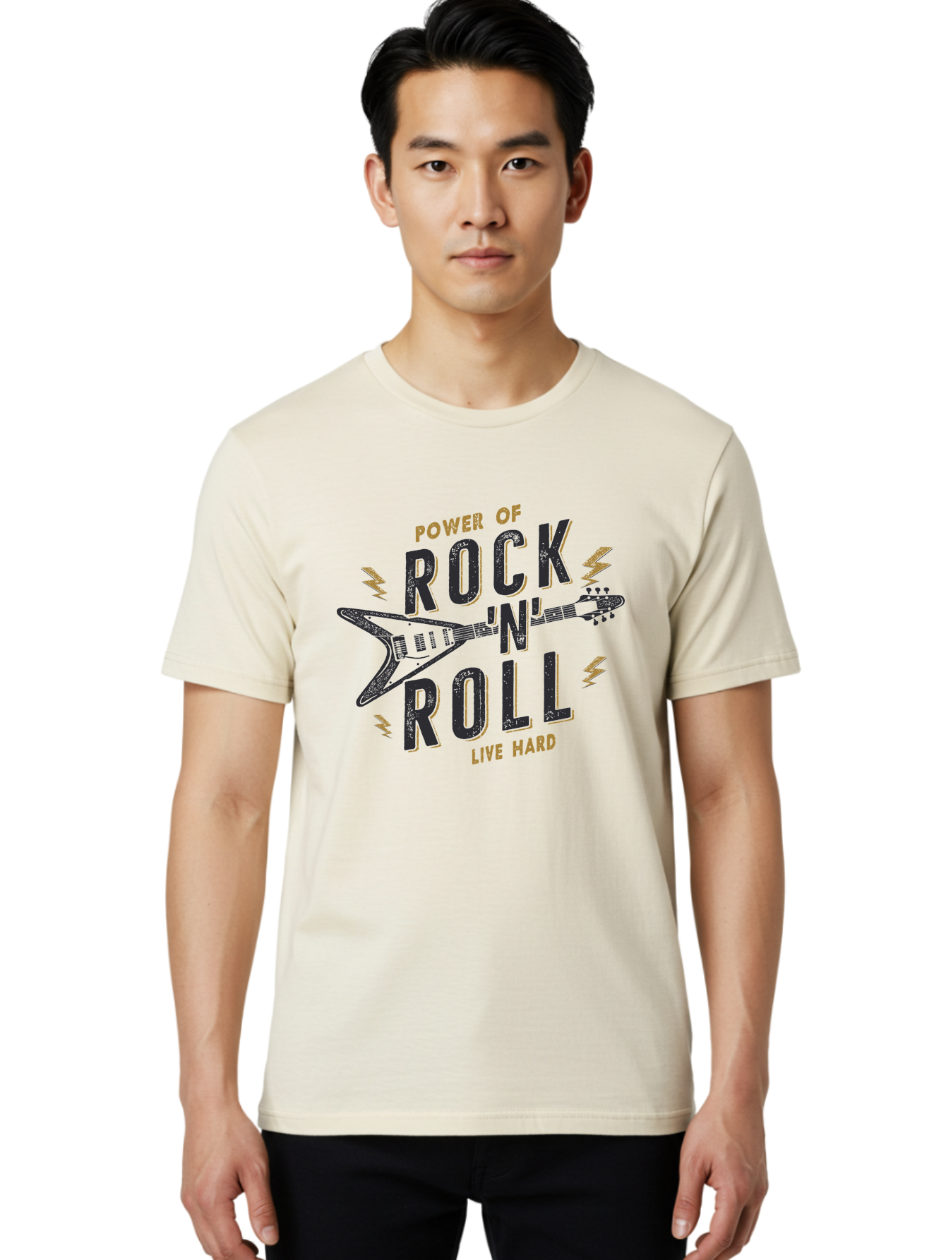 Power-Of-Rock-N-Roll-1 Men'S Graphic Tee, 100% Cotton, Comfortable Casual Summer Wear, Machine Washable, Rock N Roll Music, Electric Guitar, Live Hard, Rock On, Music Festival, Rock Concert, Guitar Lover, Rock Culture, Music Enthusiast Aab952 14
