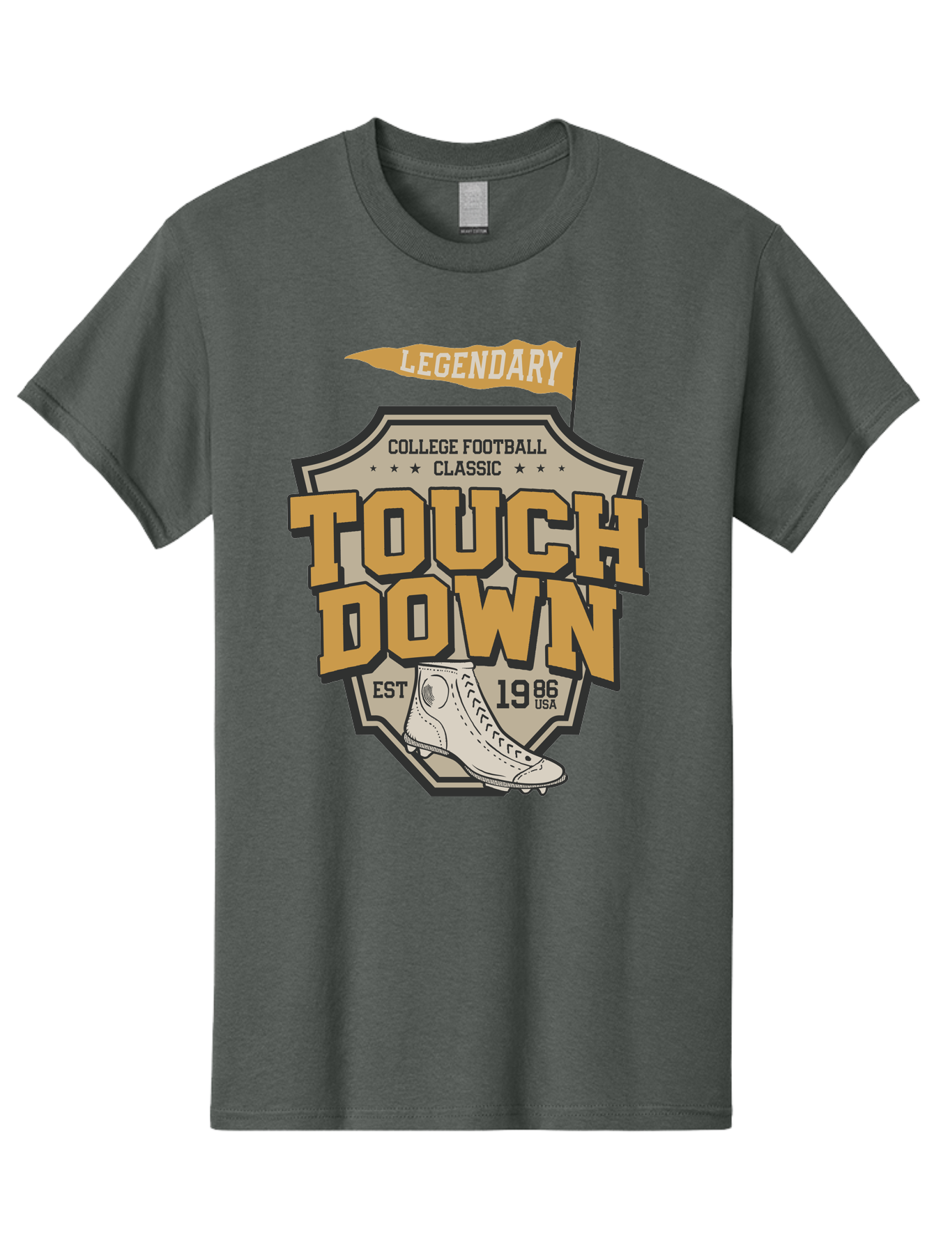 Touch-Down Men'S Graphic Tee, 100% Cotton, Comfortable Casual Summer Wear, Machine Washable, College Football, Touchdown, Classic Football, Legendary Sports, 1986 Usa, Football Cleats, Vintage Football Aab954 27