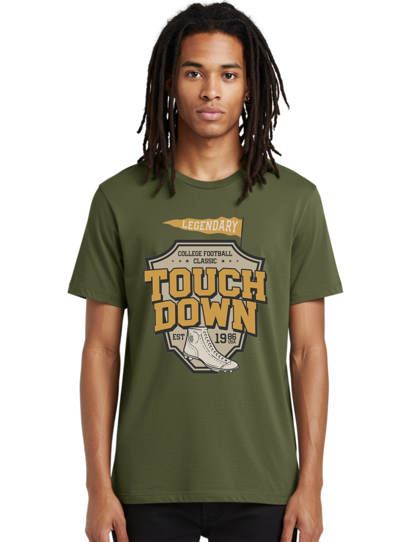 Touch-Down Men'S Graphic Tee, 100% Cotton, Comfortable Casual Summer Wear, Machine Washable, College Football, Touchdown, Classic Football, Legendary Sports, 1986 Usa, Football Cleats, Vintage Football Aab954 14