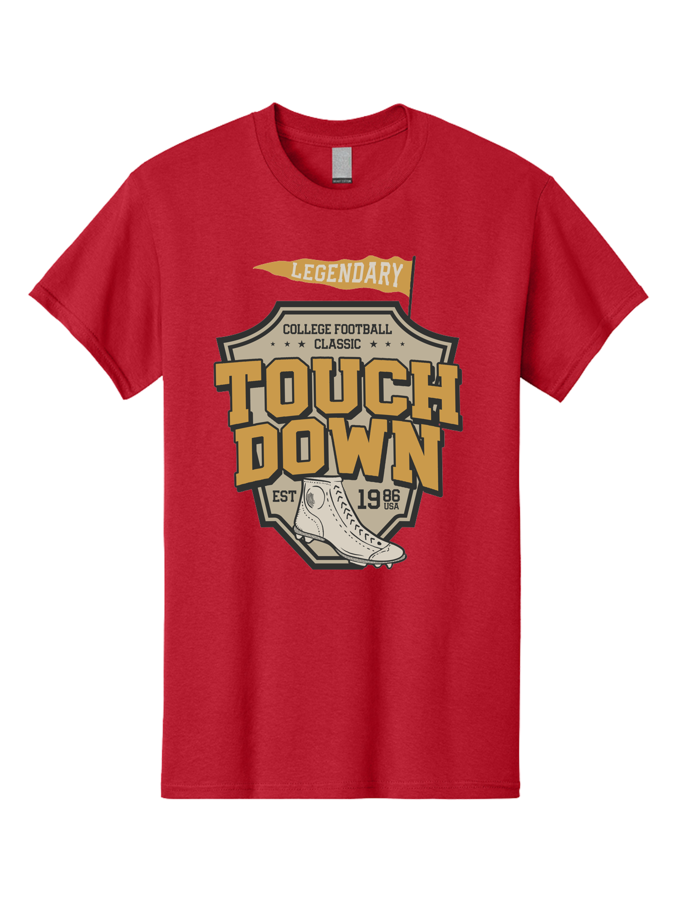 Touch-Down Men'S Graphic Tee, 100% Cotton, Comfortable Casual Summer Wear, Machine Washable, College Football, Touchdown, Classic Football, Legendary Sports, 1986 Usa, Football Cleats, Vintage Football Aab954 11