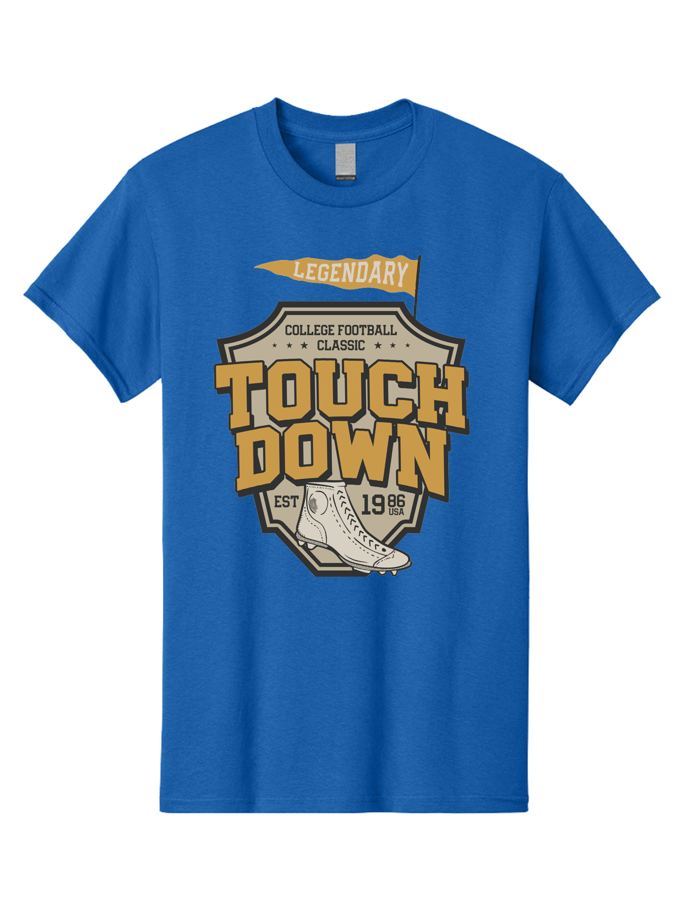 Touch-Down Men'S Graphic Tee, 100% Cotton, Comfortable Casual Summer Wear, Machine Washable, College Football, Touchdown, Classic Football, Legendary Sports, 1986 Usa, Football Cleats, Vintage Football Aab954 17