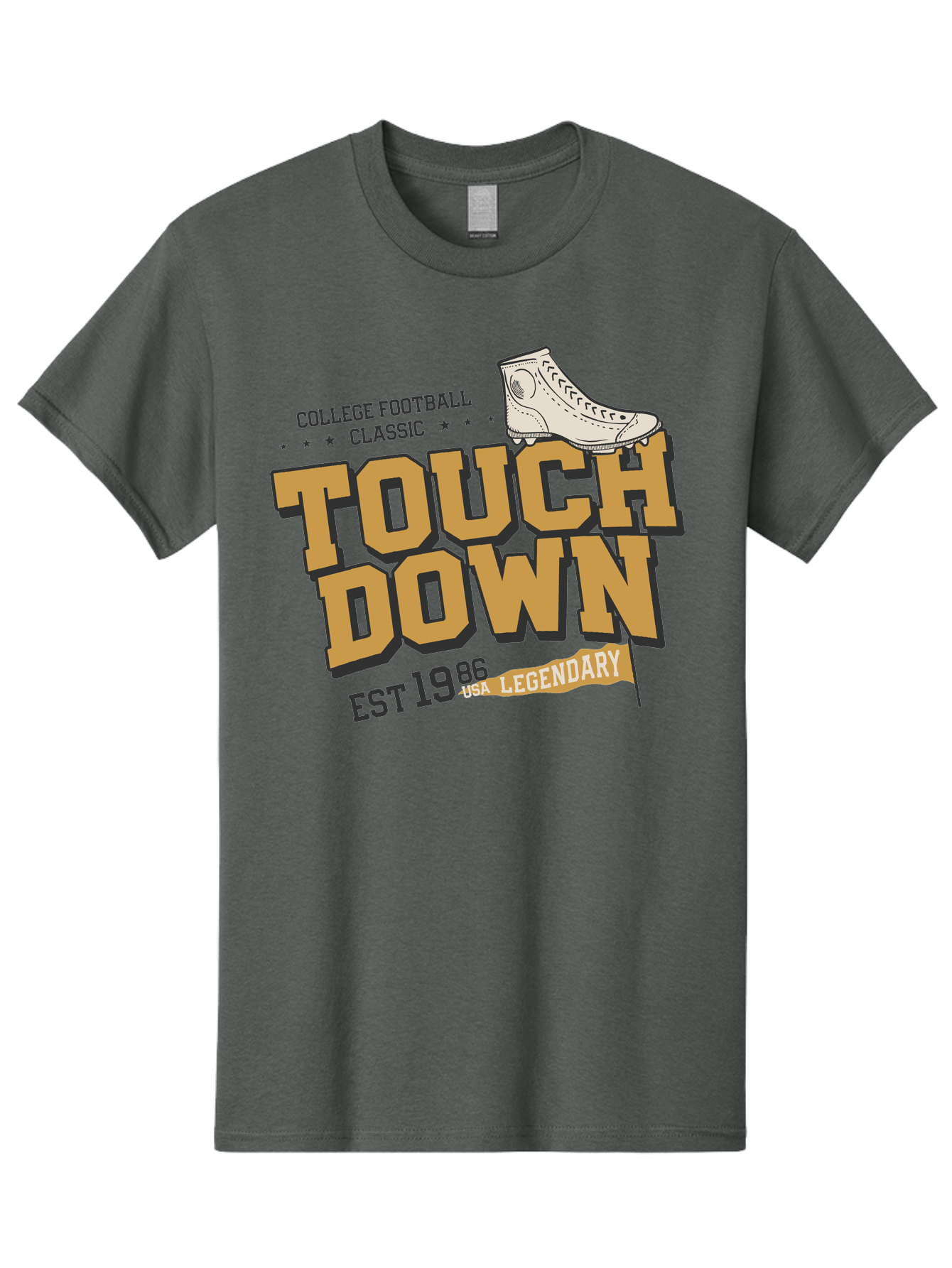 Touchdown Men'S Graphic Tee, 100% Cotton, Comfortable Casual Summer Wear, Machine Washable, College Football Classic, Touchdown, Legendary Football, Football Culture, Sports Nostalgia, Vintage Sports, Usa Football Legacy, Football History Aab955 23