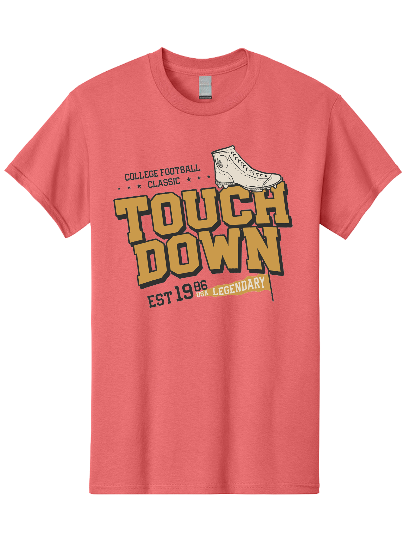Touchdown Men'S Graphic Tee, 100% Cotton, Comfortable Casual Summer Wear, Machine Washable, College Football Classic, Touchdown, Legendary Football, Football Culture, Sports Nostalgia, Vintage Sports, Usa Football Legacy, Football History Aab955 11
