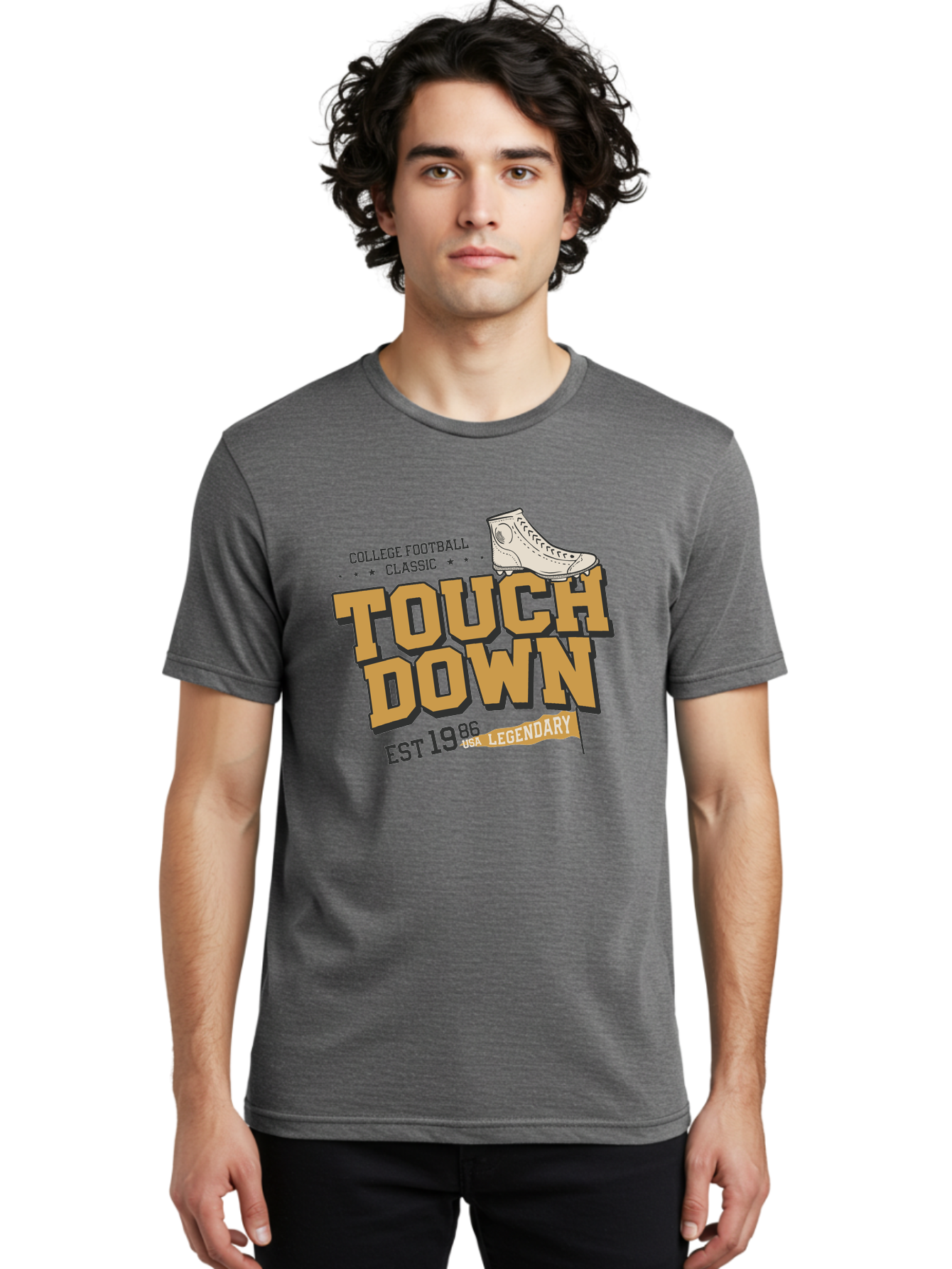 Touchdown Men'S Graphic Tee, 100% Cotton, Comfortable Casual Summer Wear, Machine Washable, College Football Classic, Touchdown, Legendary Football, Football Culture, Sports Nostalgia, Vintage Sports, Usa Football Legacy, Football History Aab955 28