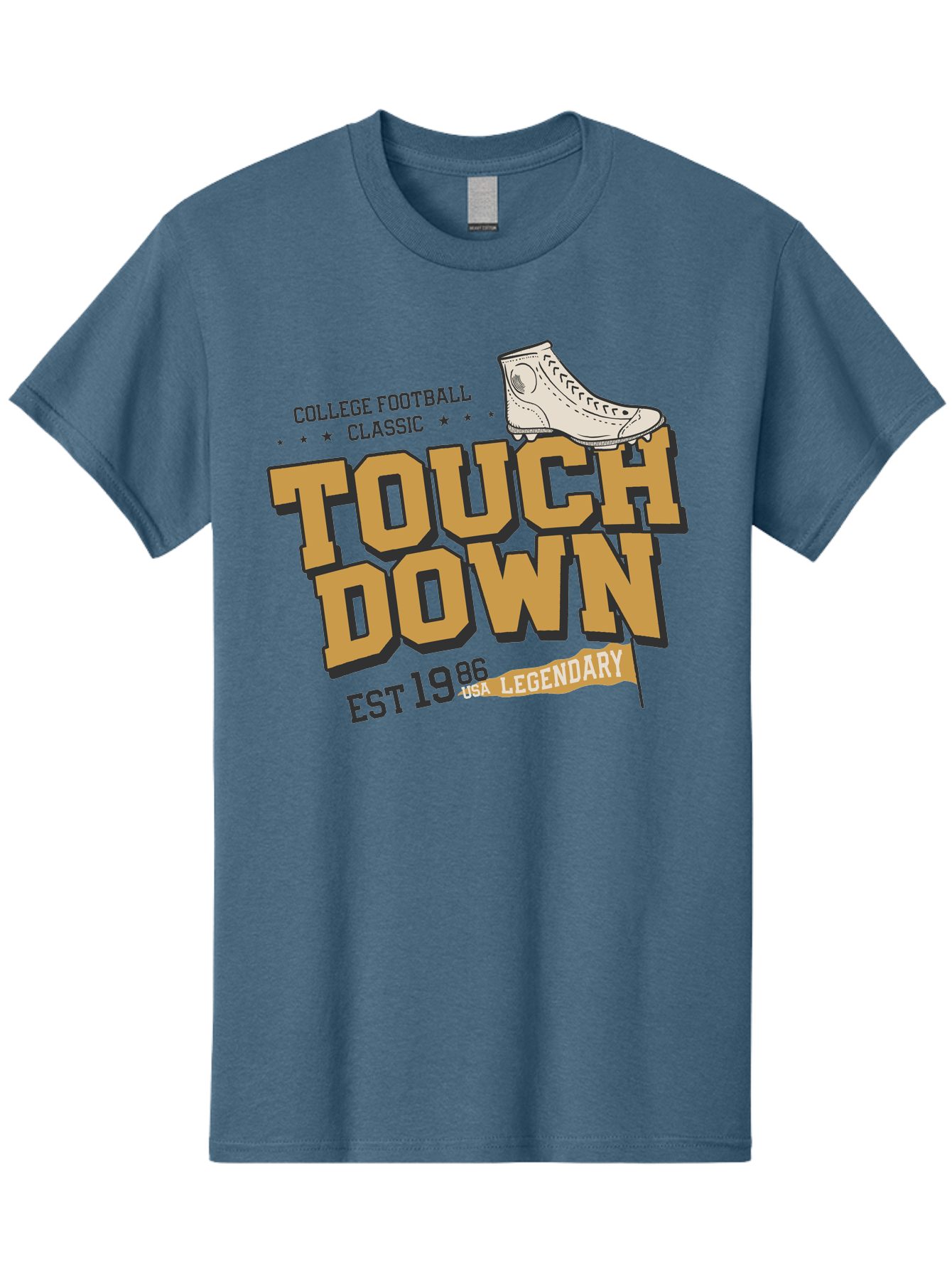 Touchdown Men'S Graphic Tee, 100% Cotton, Comfortable Casual Summer Wear, Machine Washable, College Football Classic, Touchdown, Legendary Football, Football Culture, Sports Nostalgia, Vintage Sports, Usa Football Legacy, Football History Aab955 3
