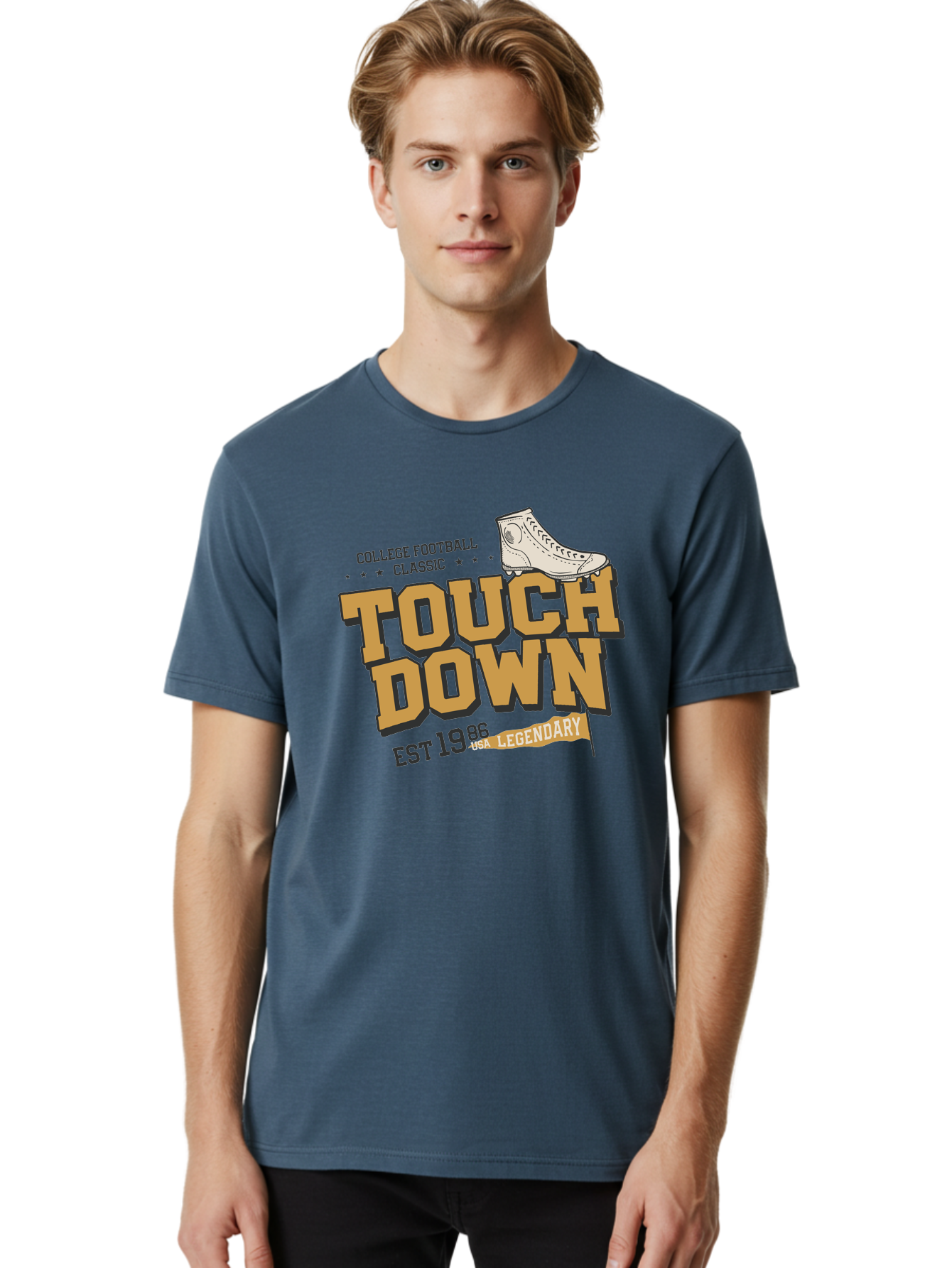 Touchdown Men'S Graphic Tee, 100% Cotton, Comfortable Casual Summer Wear, Machine Washable, College Football Classic, Touchdown, Legendary Football, Football Culture, Sports Nostalgia, Vintage Sports, Usa Football Legacy, Football History Aab955 4