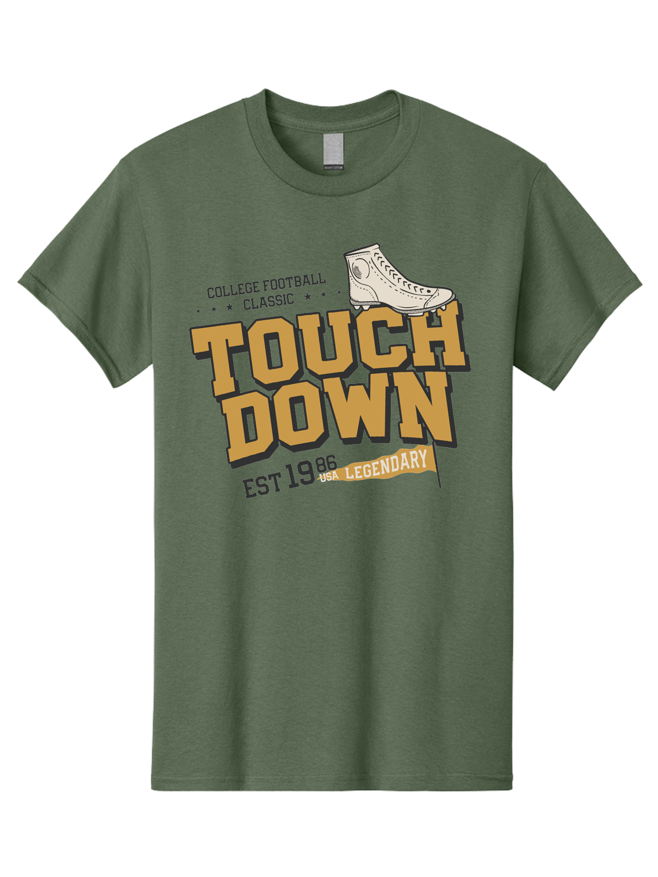 Touchdown Men'S Graphic Tee, 100% Cotton, Comfortable Casual Summer Wear, Machine Washable, College Football Classic, Touchdown, Legendary Football, Football Culture, Sports Nostalgia, Vintage Sports, Usa Football Legacy, Football History Aab955 7
