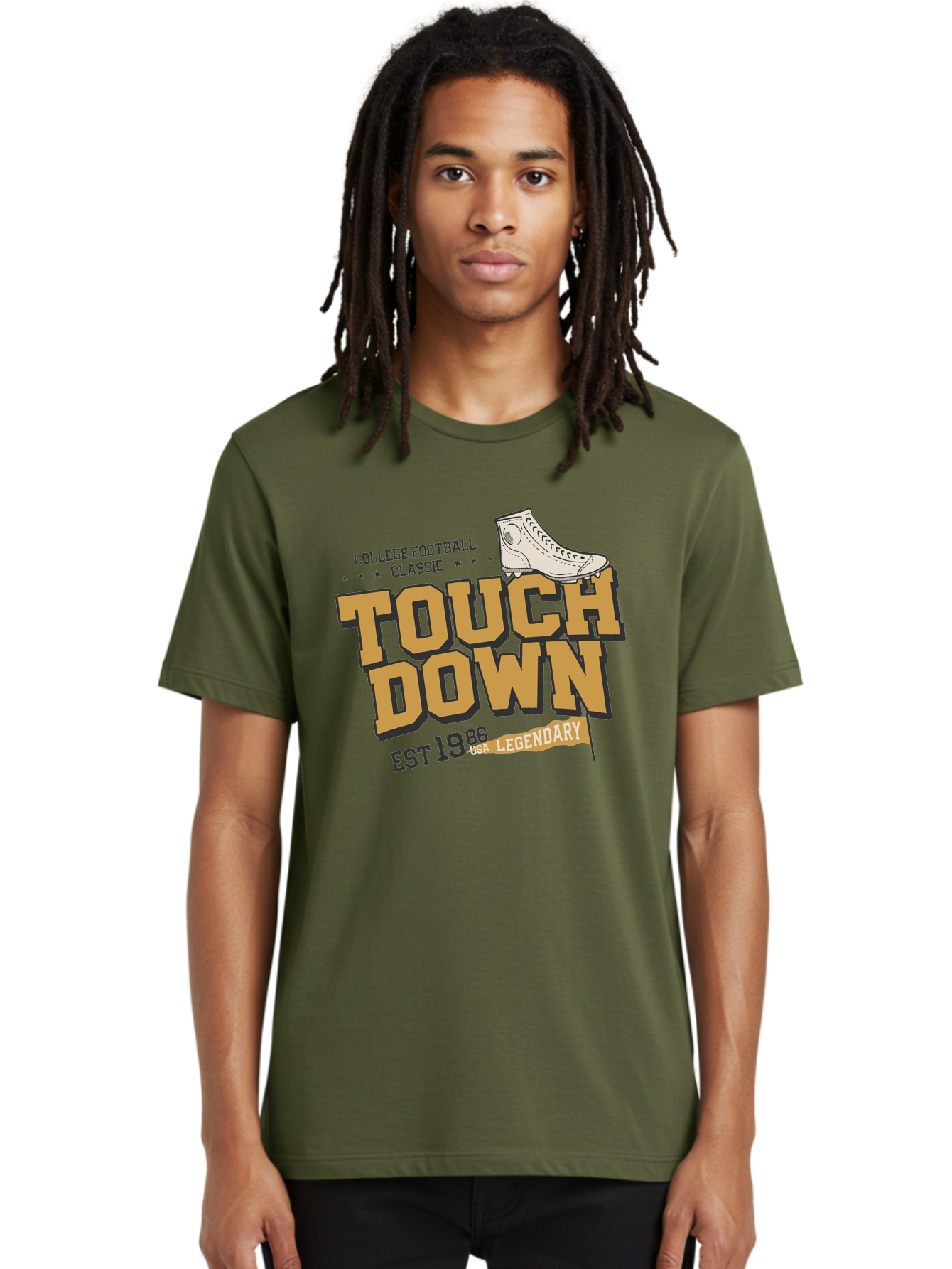 Touchdown Men'S Graphic Tee, 100% Cotton, Comfortable Casual Summer Wear, Machine Washable, College Football Classic, Touchdown, Legendary Football, Football Culture, Sports Nostalgia, Vintage Sports, Usa Football Legacy, Football History Aab955 8