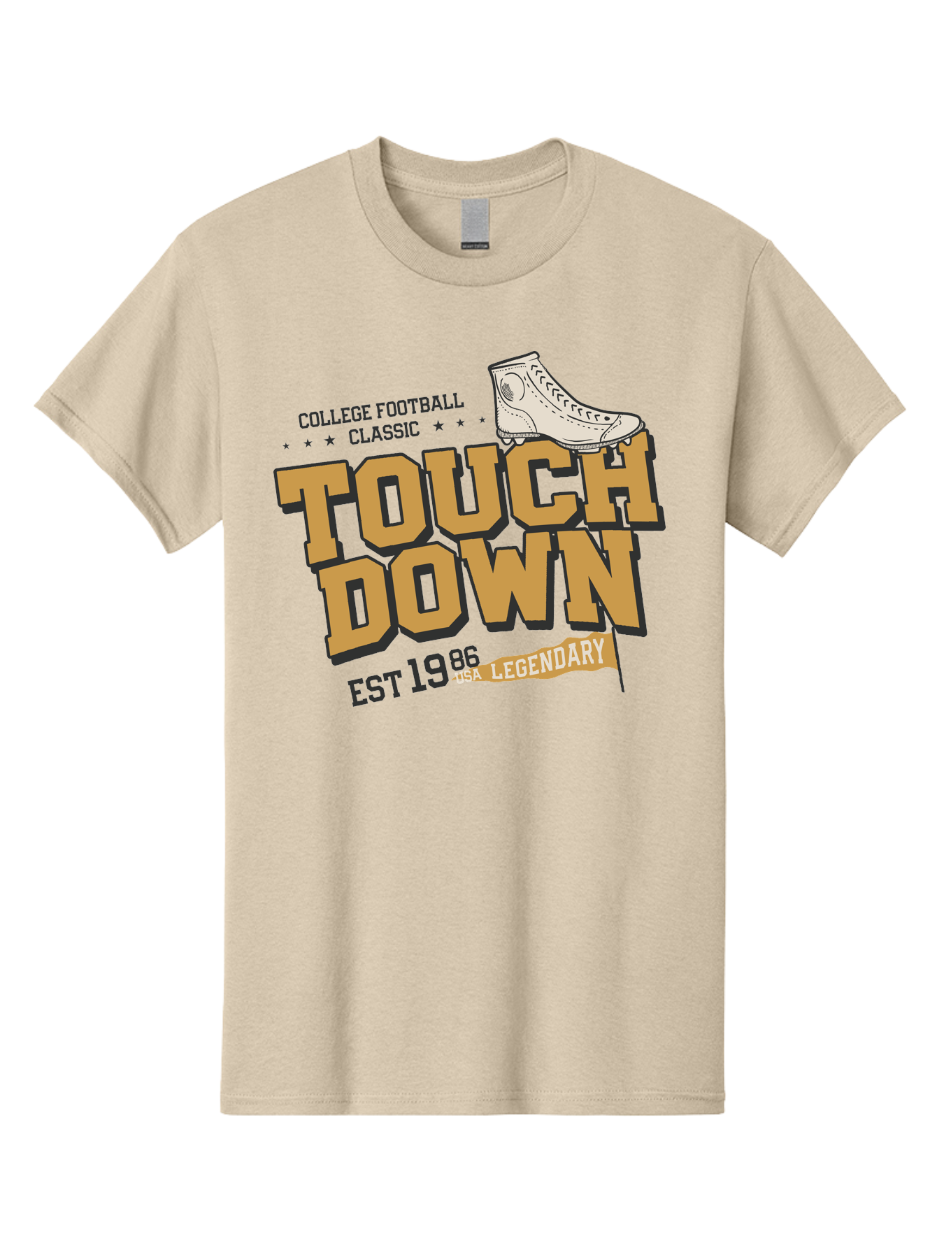 Touchdown Men'S Graphic Tee, 100% Cotton, Comfortable Casual Summer Wear, Machine Washable, College Football Classic, Touchdown, Legendary Football, Football Culture, Sports Nostalgia, Vintage Sports, Usa Football Legacy, Football History Aab955 19
