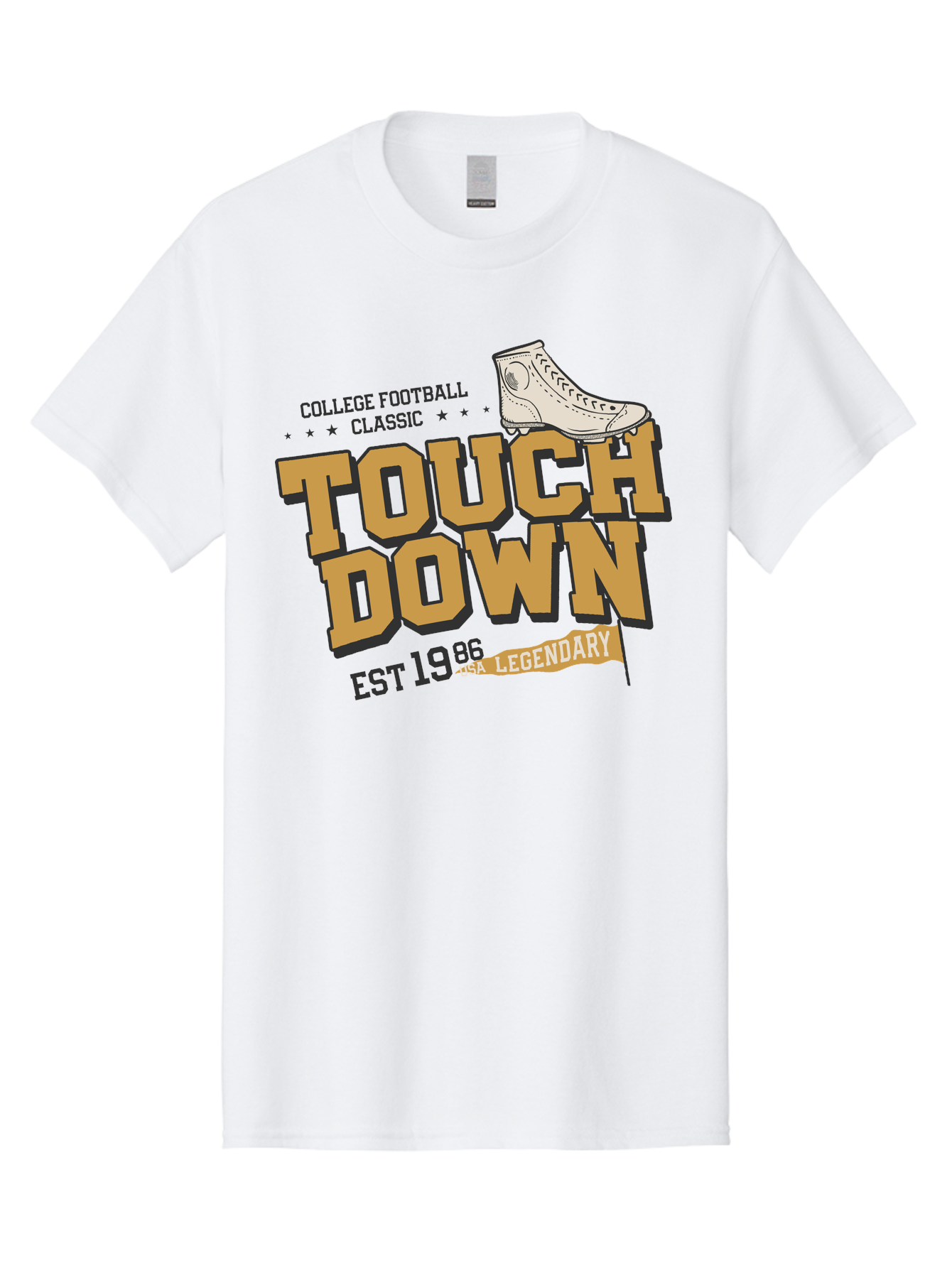 Touchdown Men'S Graphic Tee, 100% Cotton, Comfortable Casual Summer Wear, Machine Washable, College Football Classic, Touchdown, Legendary Football, Football Culture, Sports Nostalgia, Vintage Sports, Usa Football Legacy, Football History Aab955 5