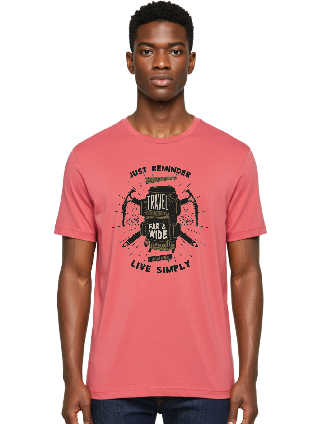 Travel-Far-Wide-2 Men'S Graphic Tee, 100% Cotton, Comfortable Casual Summer Wear, Machine Washable, Travel Inspiration, Adventure Seeking, Camping Gear, Vintage Design, Outdoor Lifestyle, Simple Living, Hand Made, Travel Far And Wide Aab957 6