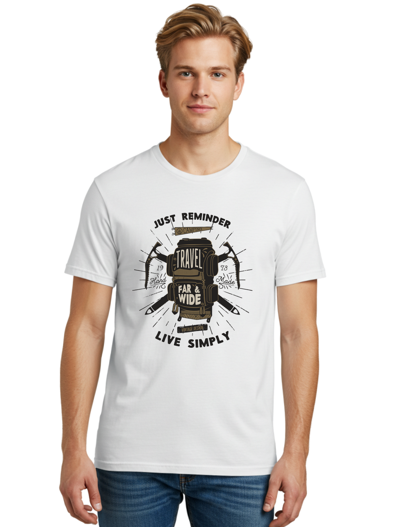 Travel-Far-Wide-2 Men'S Graphic Tee, 100% Cotton, Comfortable Casual Summer Wear, Machine Washable, Travel Inspiration, Adventure Seeking, Camping Gear, Vintage Design, Outdoor Lifestyle, Simple Living, Hand Made, Travel Far And Wide Aab957 18