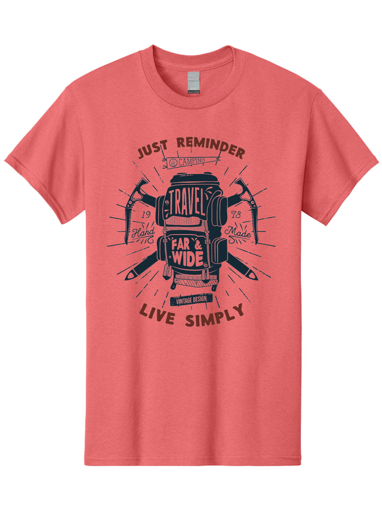 Travel-Far-Wide Men'S Graphic Tee, 100% Cotton, Comfortable Casual Summer Wear, Machine Washable, Travel Inspiration, Adventure, Camping, Vintage Design, Outdoor Lifestyle, Simplicity, Exploration, Wanderlust, Just Reminder, Live Simply Aab958 1