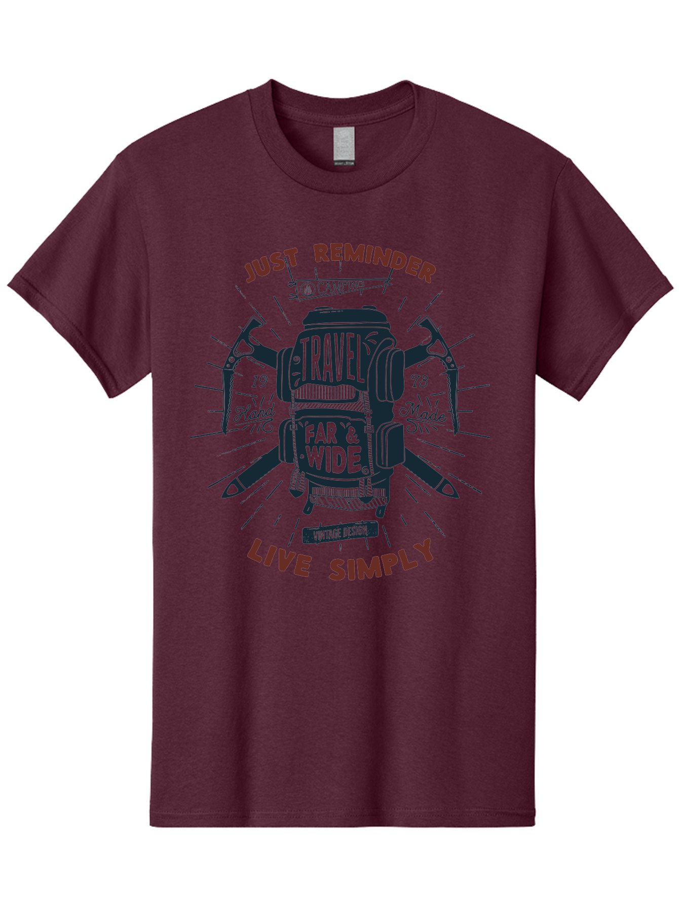 Travel-Far-Wide Men'S Graphic Tee, 100% Cotton, Comfortable Casual Summer Wear, Machine Washable, Travel Inspiration, Adventure, Camping, Vintage Design, Outdoor Lifestyle, Simplicity, Exploration, Wanderlust, Just Reminder, Live Simply Aab958 5