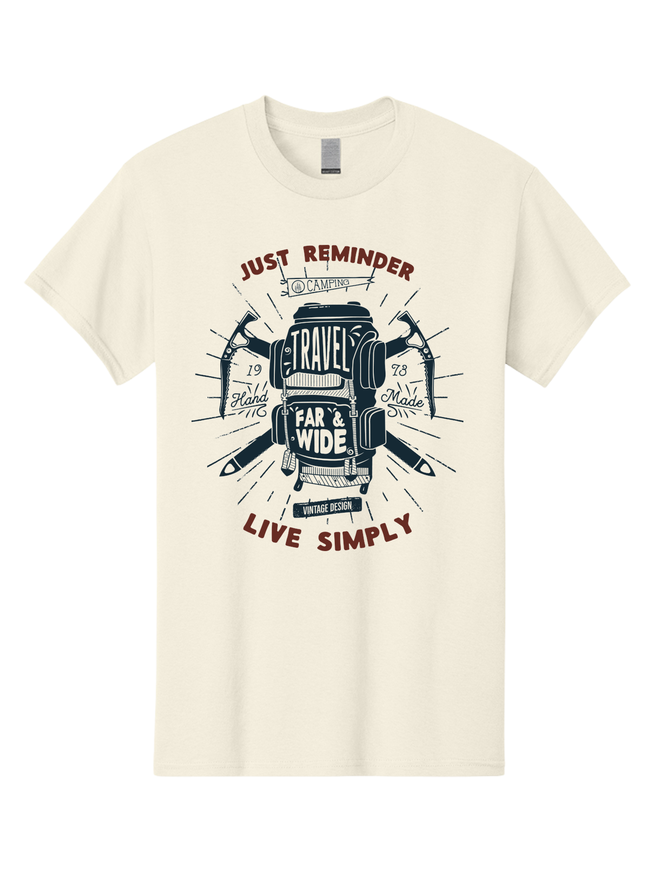 Travel-Far-Wide Men'S Graphic Tee, 100% Cotton, Comfortable Casual Summer Wear, Machine Washable, Travel Inspiration, Adventure, Camping, Vintage Design, Outdoor Lifestyle, Simplicity, Exploration, Wanderlust, Just Reminder, Live Simply Aab958 17