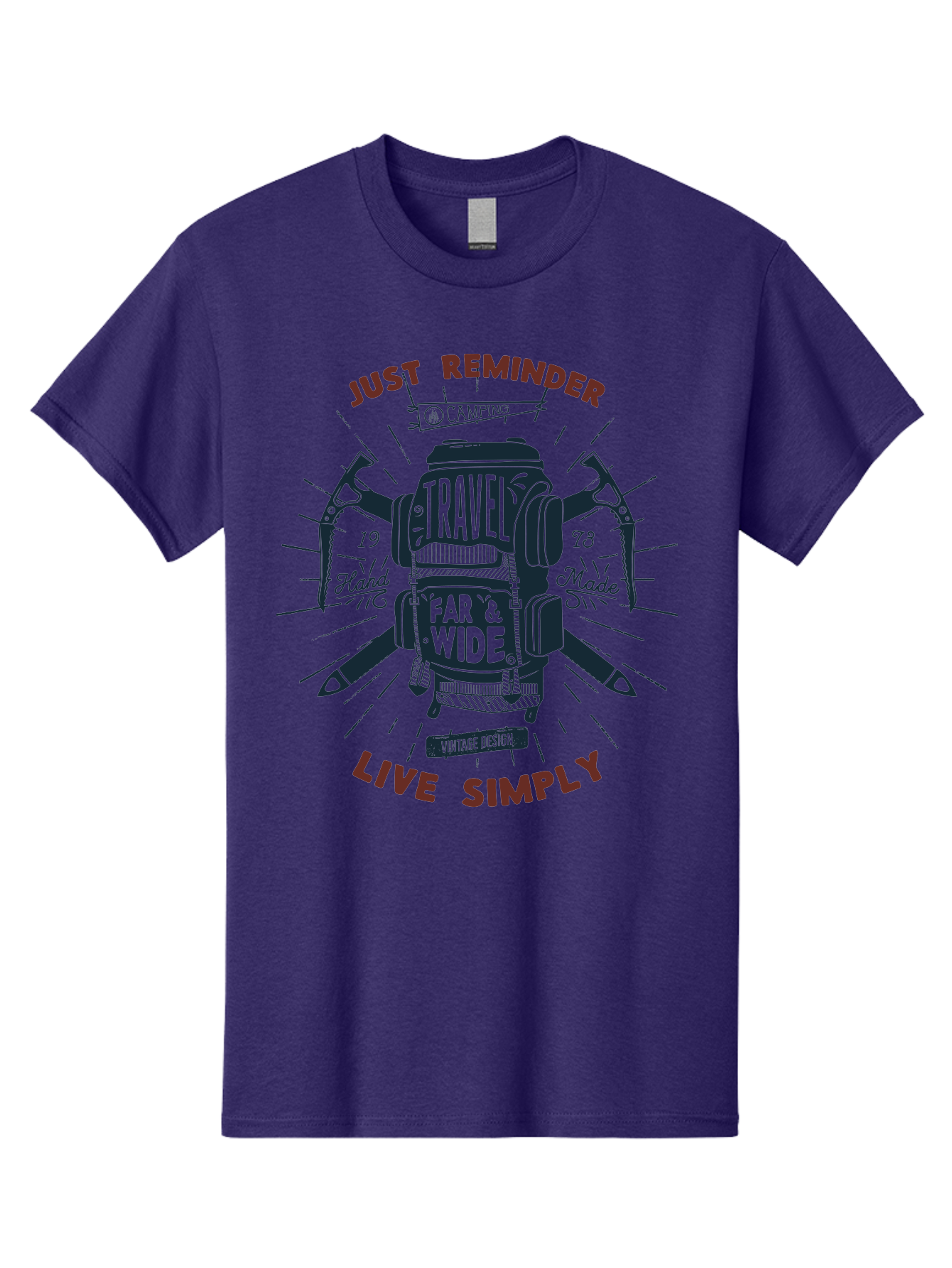 Travel-Far-Wide Men'S Graphic Tee, 100% Cotton, Comfortable Casual Summer Wear, Machine Washable, Travel Inspiration, Adventure, Camping, Vintage Design, Outdoor Lifestyle, Simplicity, Exploration, Wanderlust, Just Reminder, Live Simply Aab958 15