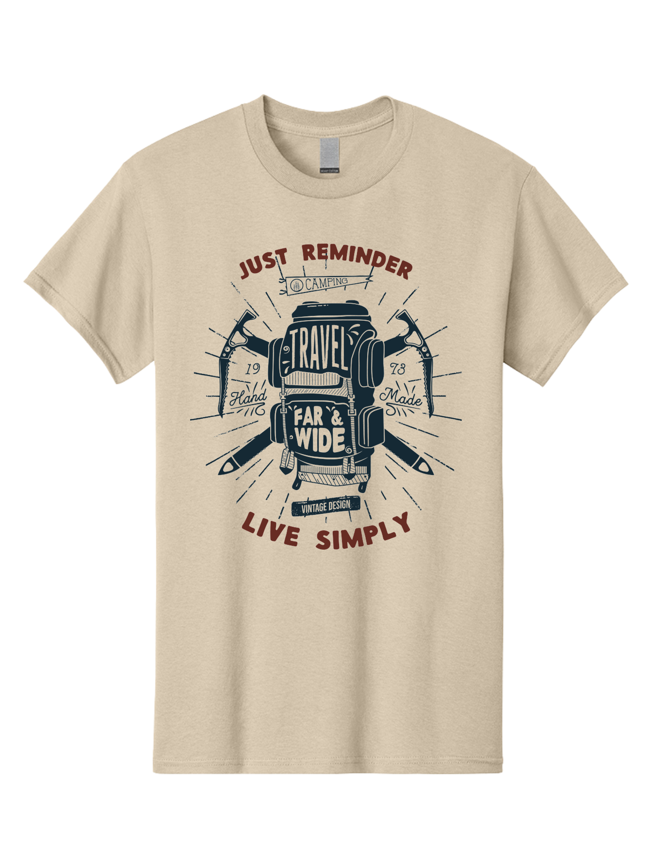 Travel-Far-Wide Men'S Graphic Tee, 100% Cotton, Comfortable Casual Summer Wear, Machine Washable, Travel Inspiration, Adventure, Camping, Vintage Design, Outdoor Lifestyle, Simplicity, Exploration, Wanderlust, Just Reminder, Live Simply Aab958 7