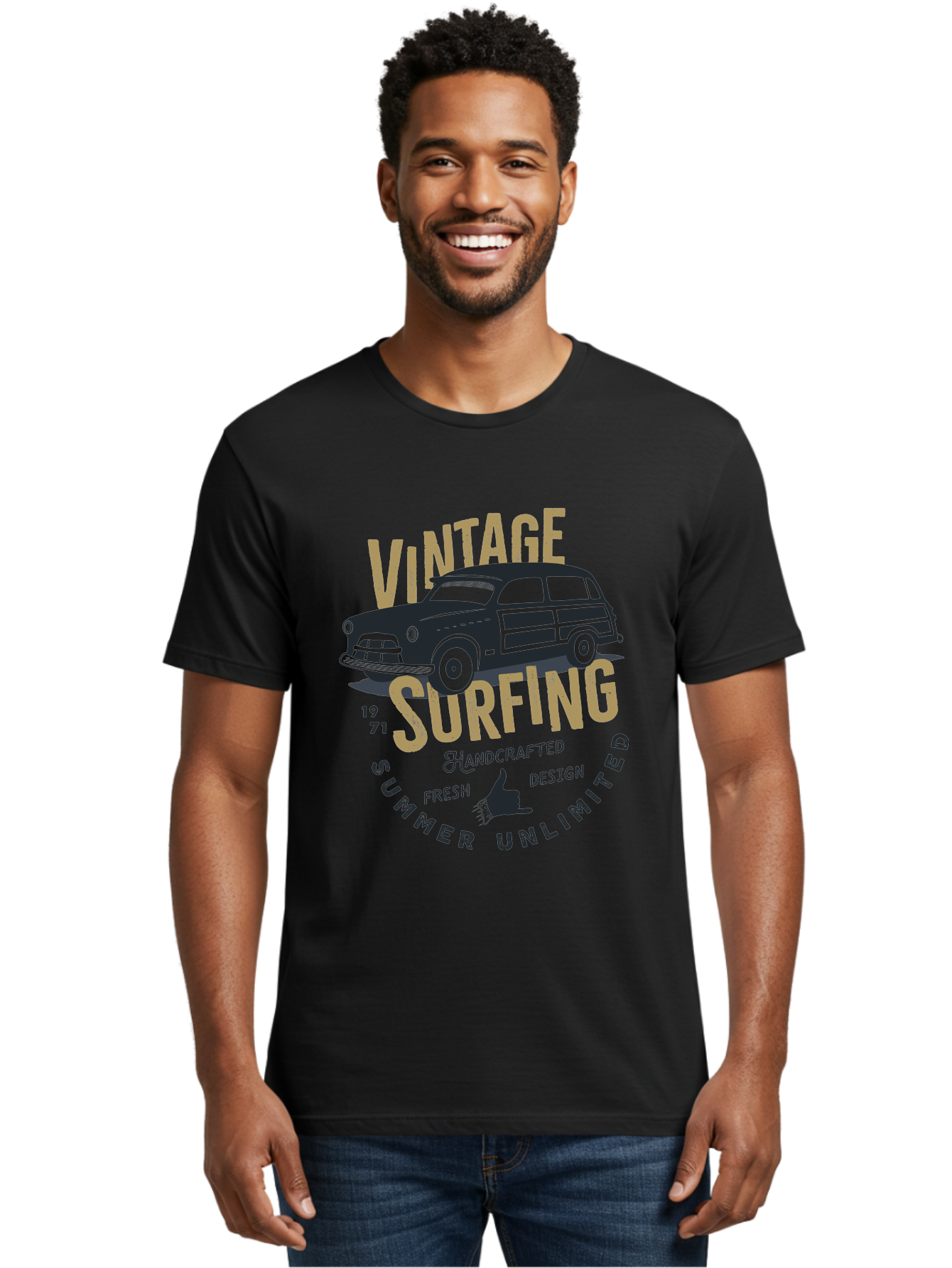 Vintage-Surfing-1 Men'S Graphic Tee, 100% Cotton, Comfortable Casual Summer Wear, Machine Washable, Vintage Surf Car, Retro Surf Culture, Summer Vibes, Surf Inspired Art, Surfer Dude, Cool Car Designs, Classic Surf Style Aab959 28