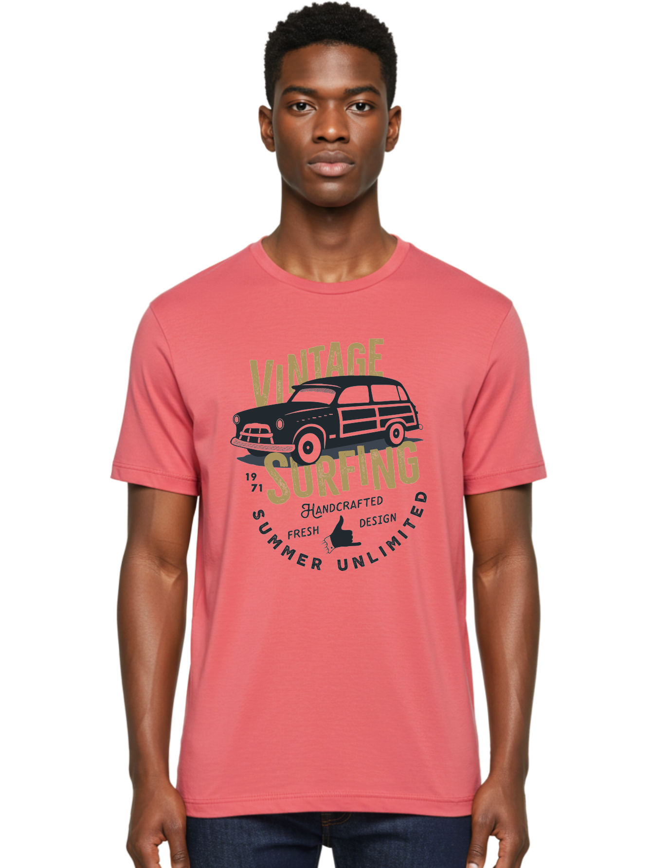 Vintage-Surfing-1 Men'S Graphic Tee, 100% Cotton, Comfortable Casual Summer Wear, Machine Washable, Vintage Surf Car, Retro Surf Culture, Summer Vibes, Surf Inspired Art, Surfer Dude, Cool Car Designs, Classic Surf Style Aab959 22