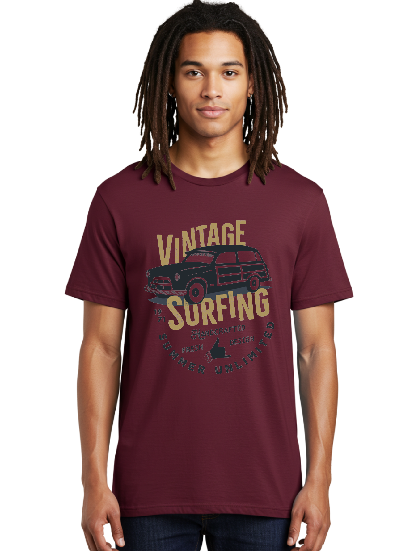 Vintage-Surfing-1 Men'S Graphic Tee, 100% Cotton, Comfortable Casual Summer Wear, Machine Washable, Vintage Surf Car, Retro Surf Culture, Summer Vibes, Surf Inspired Art, Surfer Dude, Cool Car Designs, Classic Surf Style Aab959 24
