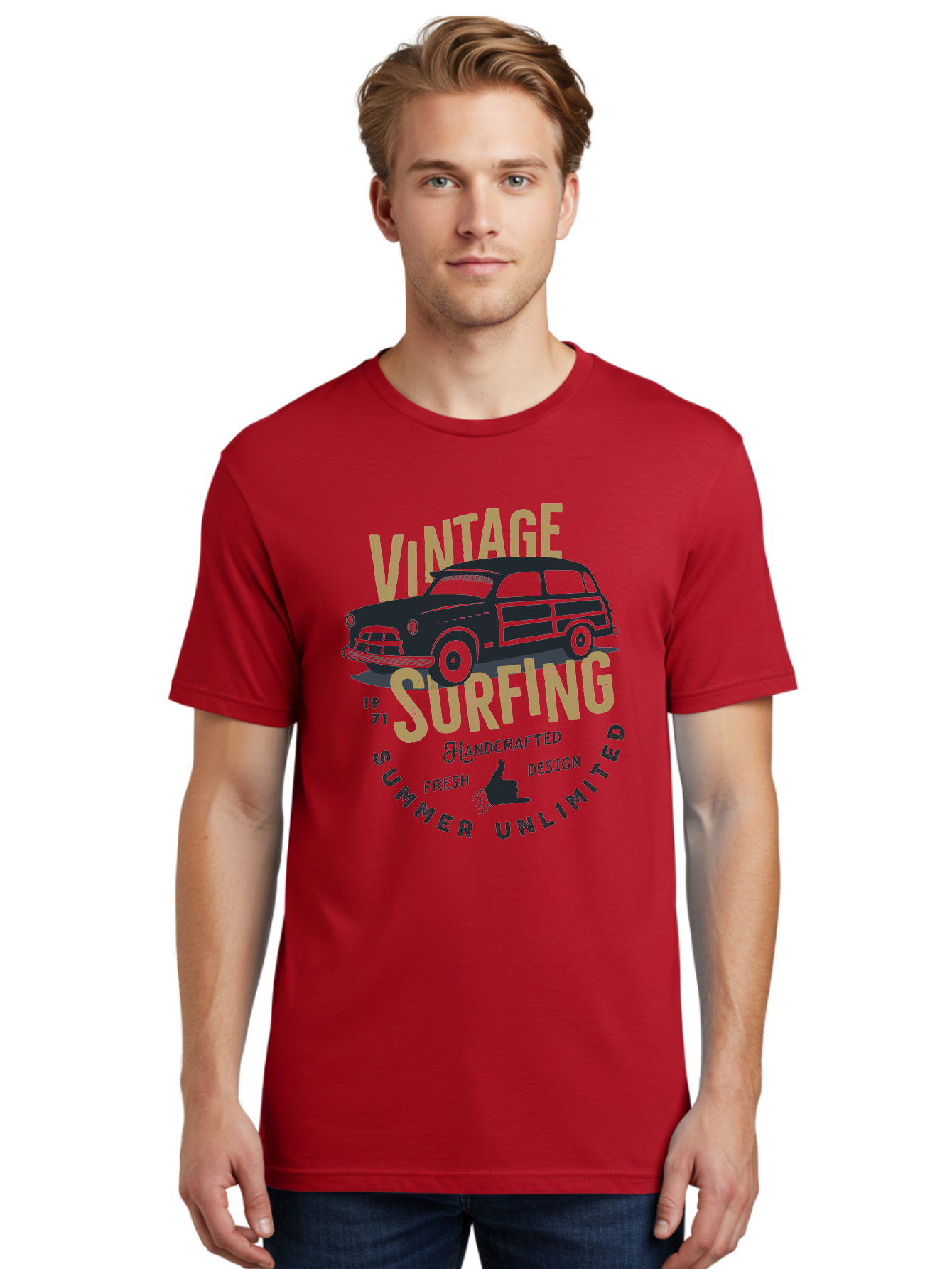 Vintage-Surfing-1 Men'S Graphic Tee, 100% Cotton, Comfortable Casual Summer Wear, Machine Washable, Vintage Surf Car, Retro Surf Culture, Summer Vibes, Surf Inspired Art, Surfer Dude, Cool Car Designs, Classic Surf Style Aab959 16
