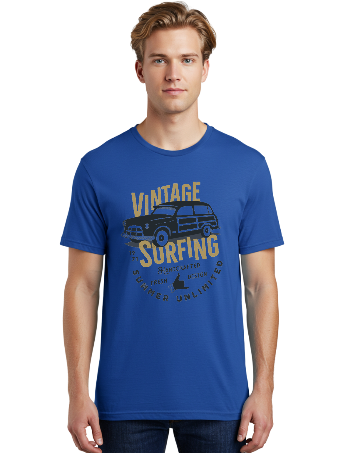 Vintage-Surfing-1 Men'S Graphic Tee, 100% Cotton, Comfortable Casual Summer Wear, Machine Washable, Vintage Surf Car, Retro Surf Culture, Summer Vibes, Surf Inspired Art, Surfer Dude, Cool Car Designs, Classic Surf Style Aab959 30