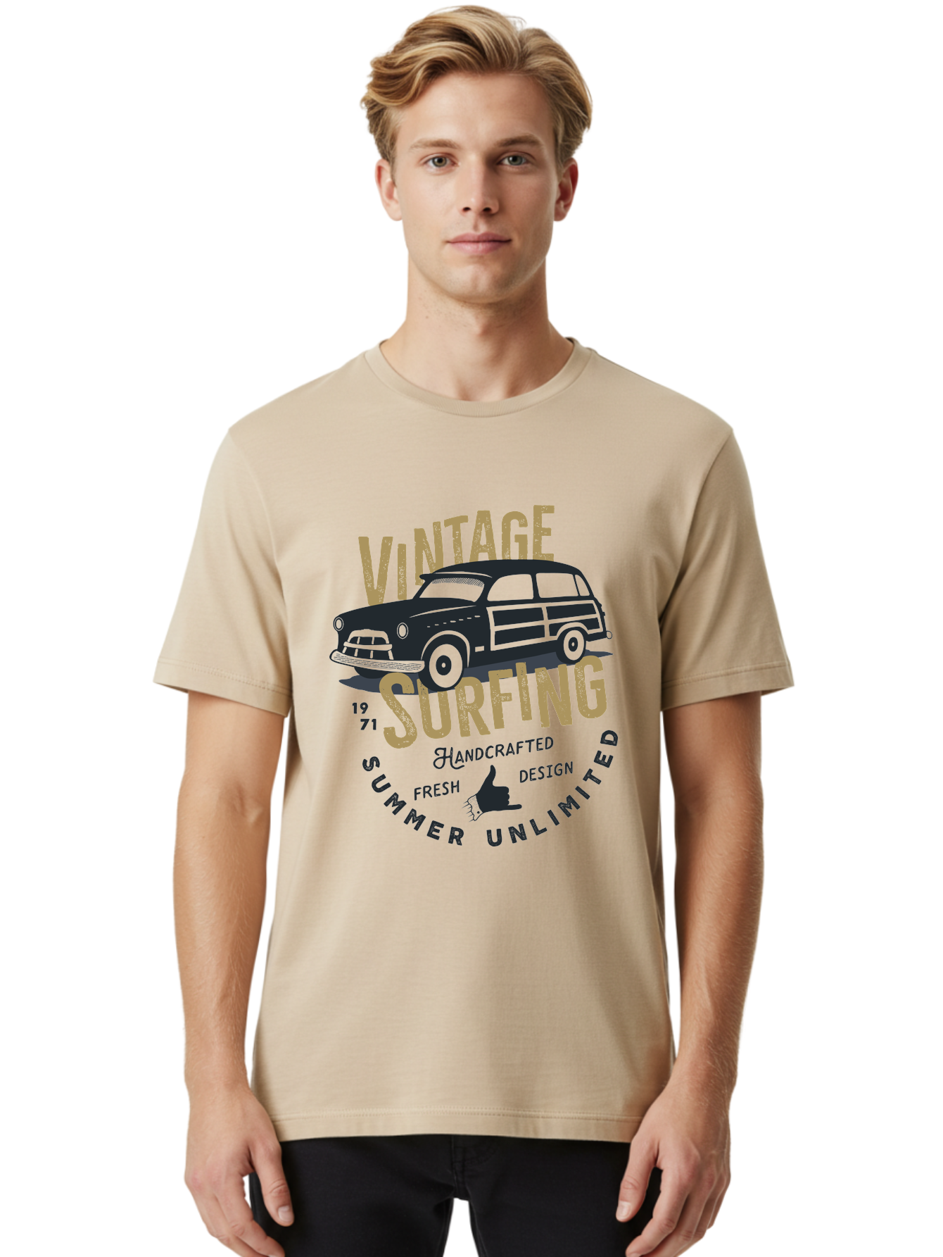 Vintage-Surfing-1 Men'S Graphic Tee, 100% Cotton, Comfortable Casual Summer Wear, Machine Washable, Vintage Surf Car, Retro Surf Culture, Summer Vibes, Surf Inspired Art, Surfer Dude, Cool Car Designs, Classic Surf Style Aab959 20