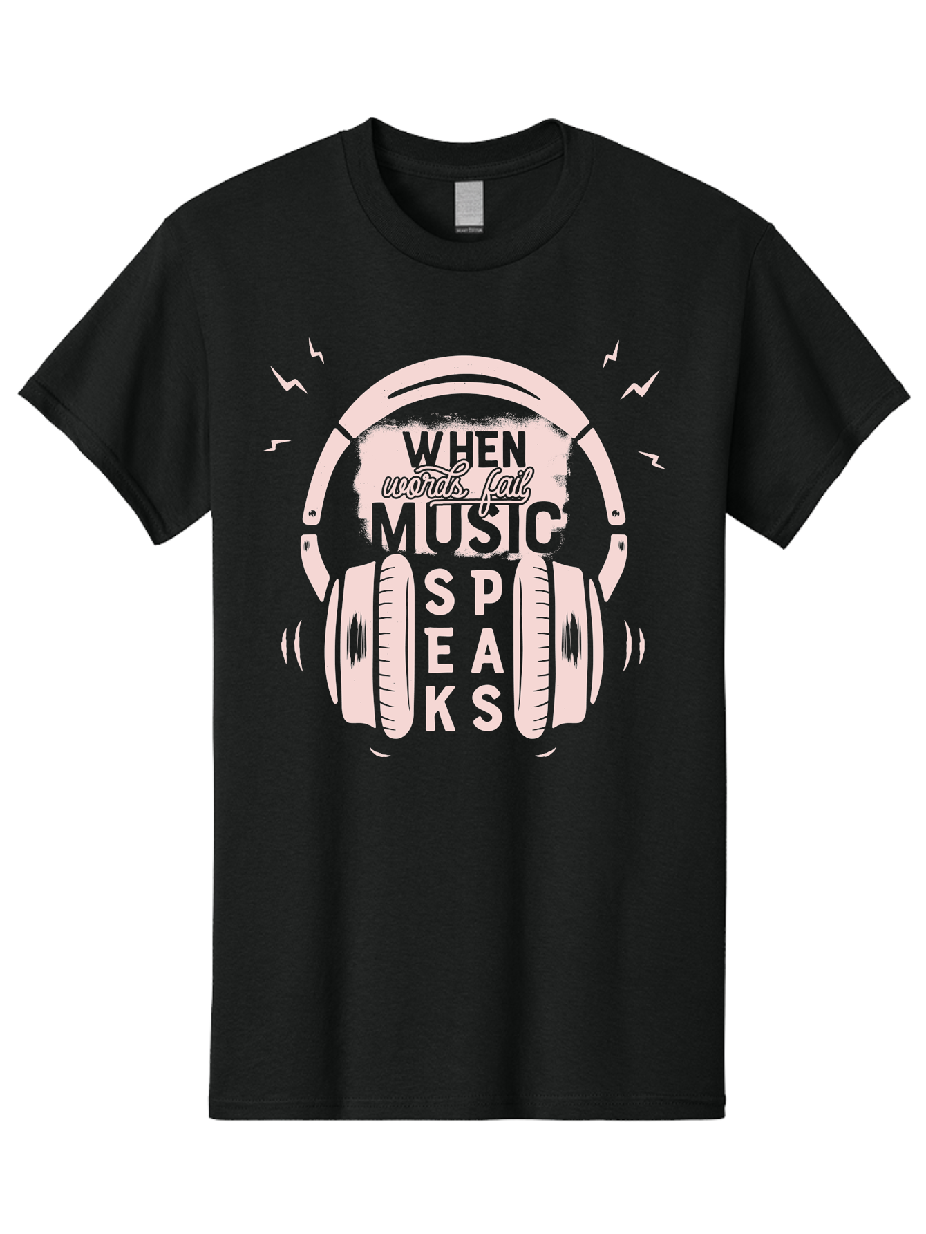 When-Words-Fail-Music-Speaks-Headphones Men'S Graphic Tee, 100% Cotton, Comfortable Casual Summer Wear, Machine Washable, Music Speaks, Inspiring Quotes, Headphone Design, Motivational Phrases, Music Inspiration, Words Of Wisdom, Aab962 23