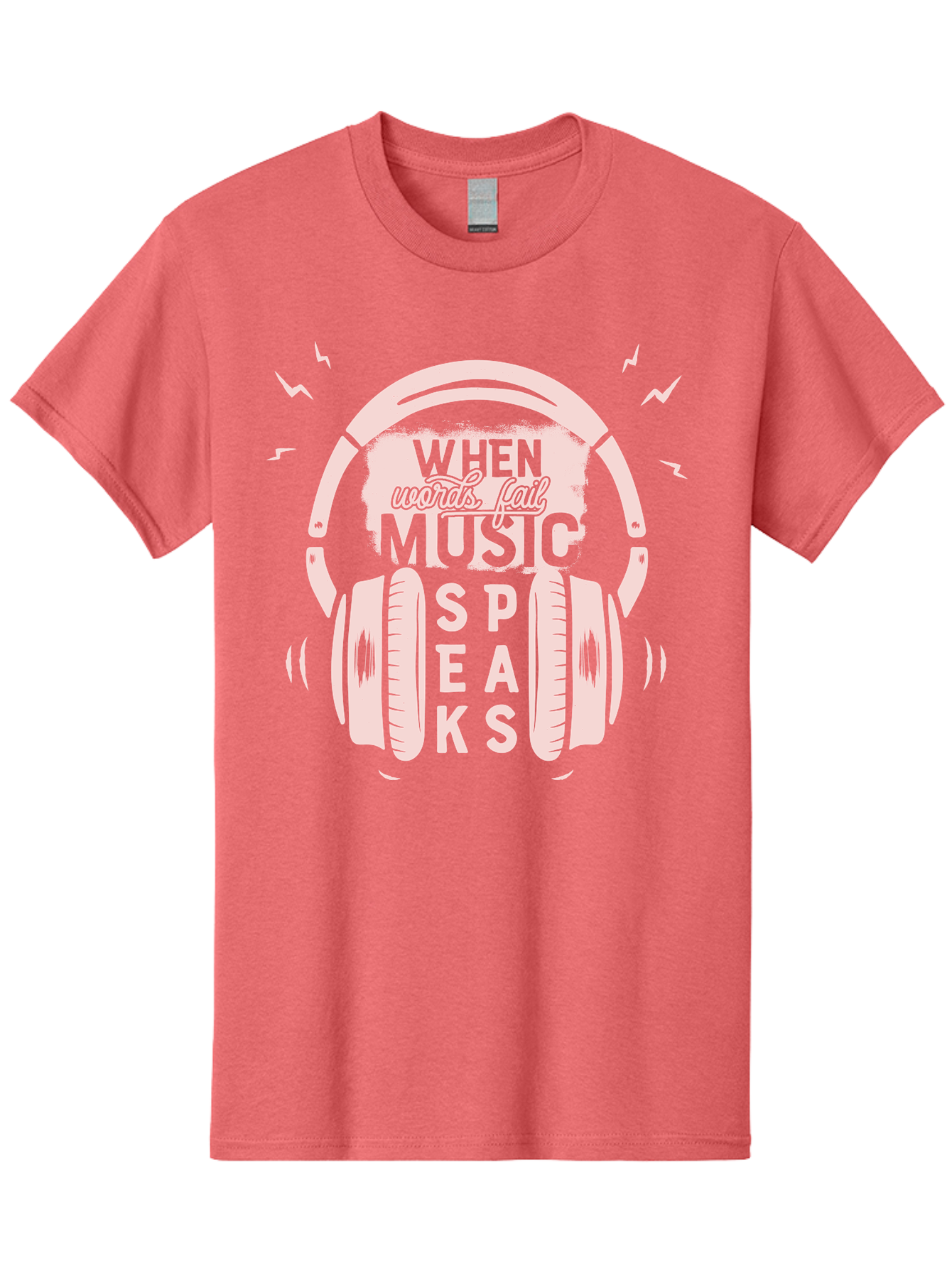 When-Words-Fail-Music-Speaks-Headphones Men'S Graphic Tee, 100% Cotton, Comfortable Casual Summer Wear, Machine Washable, Music Speaks, Inspiring Quotes, Headphone Design, Motivational Phrases, Music Inspiration, Words Of Wisdom, Aab962 21