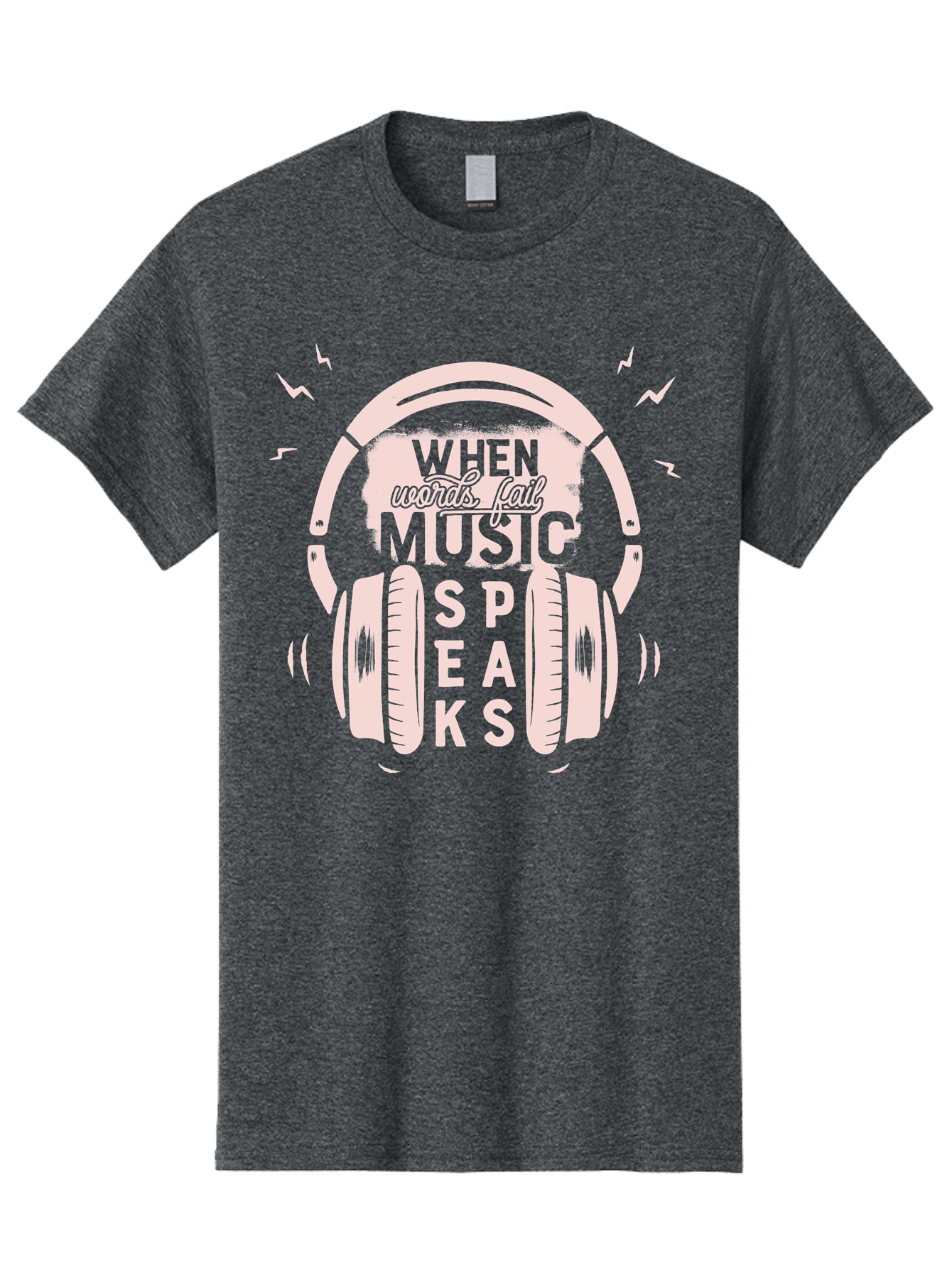 When-Words-Fail-Music-Speaks-Headphones Men'S Graphic Tee, 100% Cotton, Comfortable Casual Summer Wear, Machine Washable, Music Speaks, Inspiring Quotes, Headphone Design, Motivational Phrases, Music Inspiration, Words Of Wisdom, Aab962 19