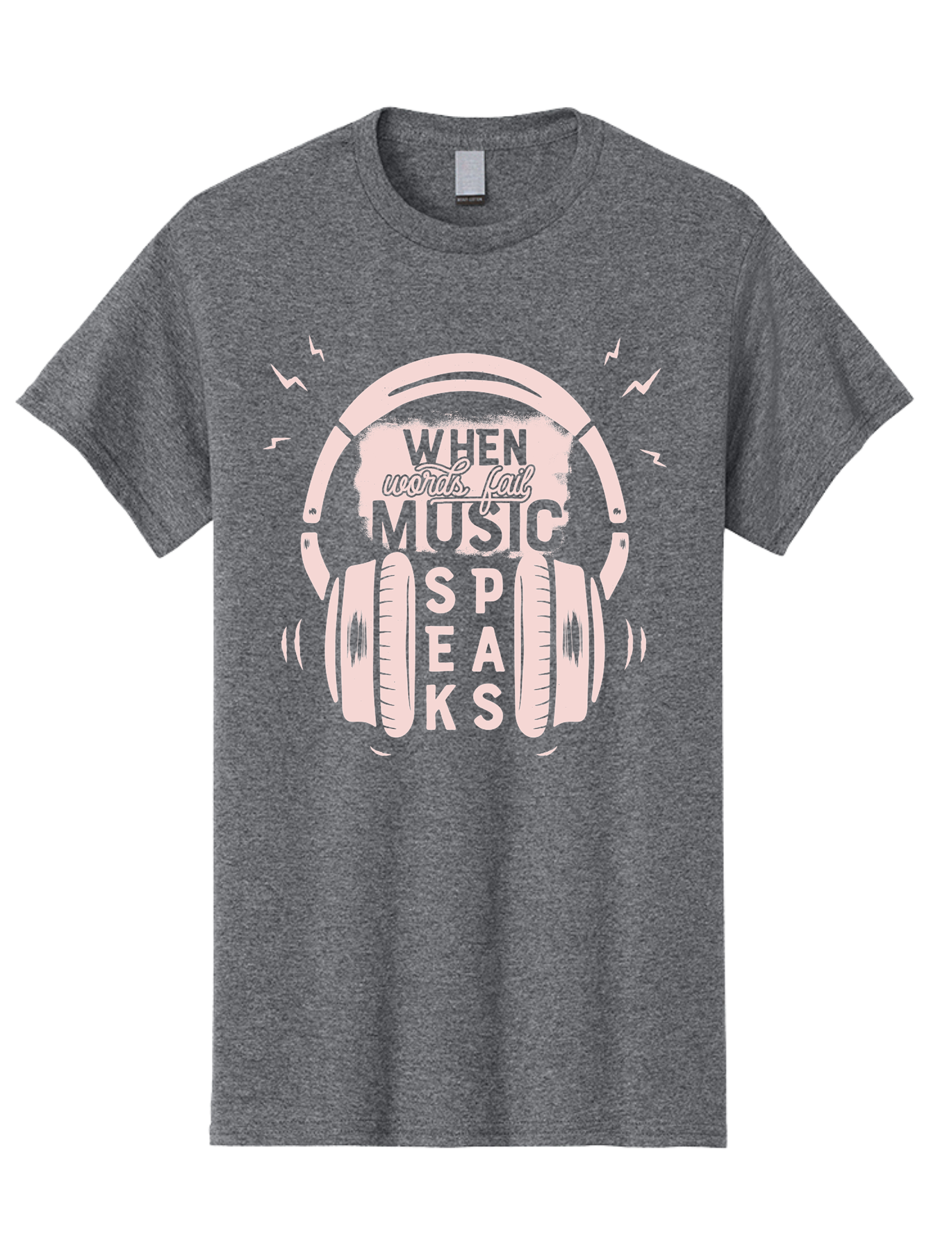 When-Words-Fail-Music-Speaks-Headphones Men'S Graphic Tee, 100% Cotton, Comfortable Casual Summer Wear, Machine Washable, Music Speaks, Inspiring Quotes, Headphone Design, Motivational Phrases, Music Inspiration, Words Of Wisdom, Aab962 15