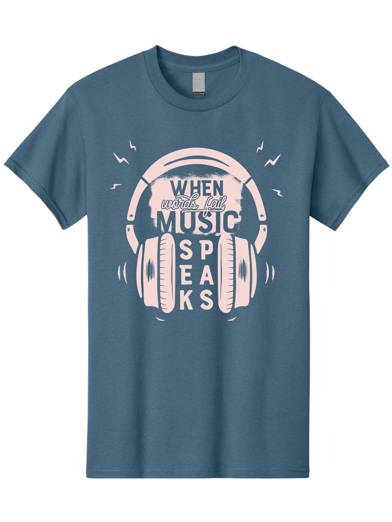 When-Words-Fail-Music-Speaks-Headphones Men'S Graphic Tee, 100% Cotton, Comfortable Casual Summer Wear, Machine Washable, Music Speaks, Inspiring Quotes, Headphone Design, Motivational Phrases, Music Inspiration, Words Of Wisdom, Aab962 13