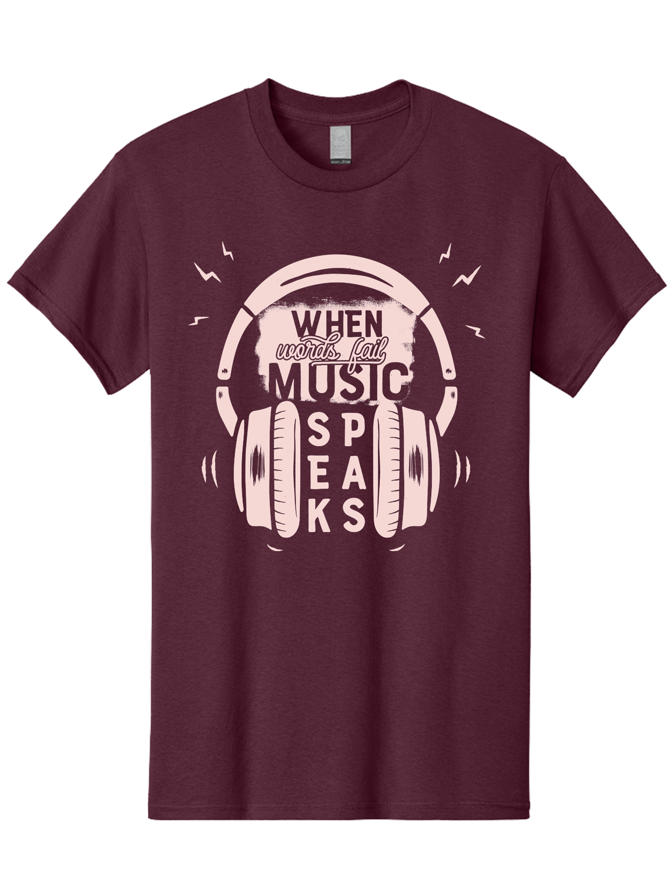 When-Words-Fail-Music-Speaks-Headphones Men'S Graphic Tee, 100% Cotton, Comfortable Casual Summer Wear, Machine Washable, Music Speaks, Inspiring Quotes, Headphone Design, Motivational Phrases, Music Inspiration, Words Of Wisdom, Aab962 29