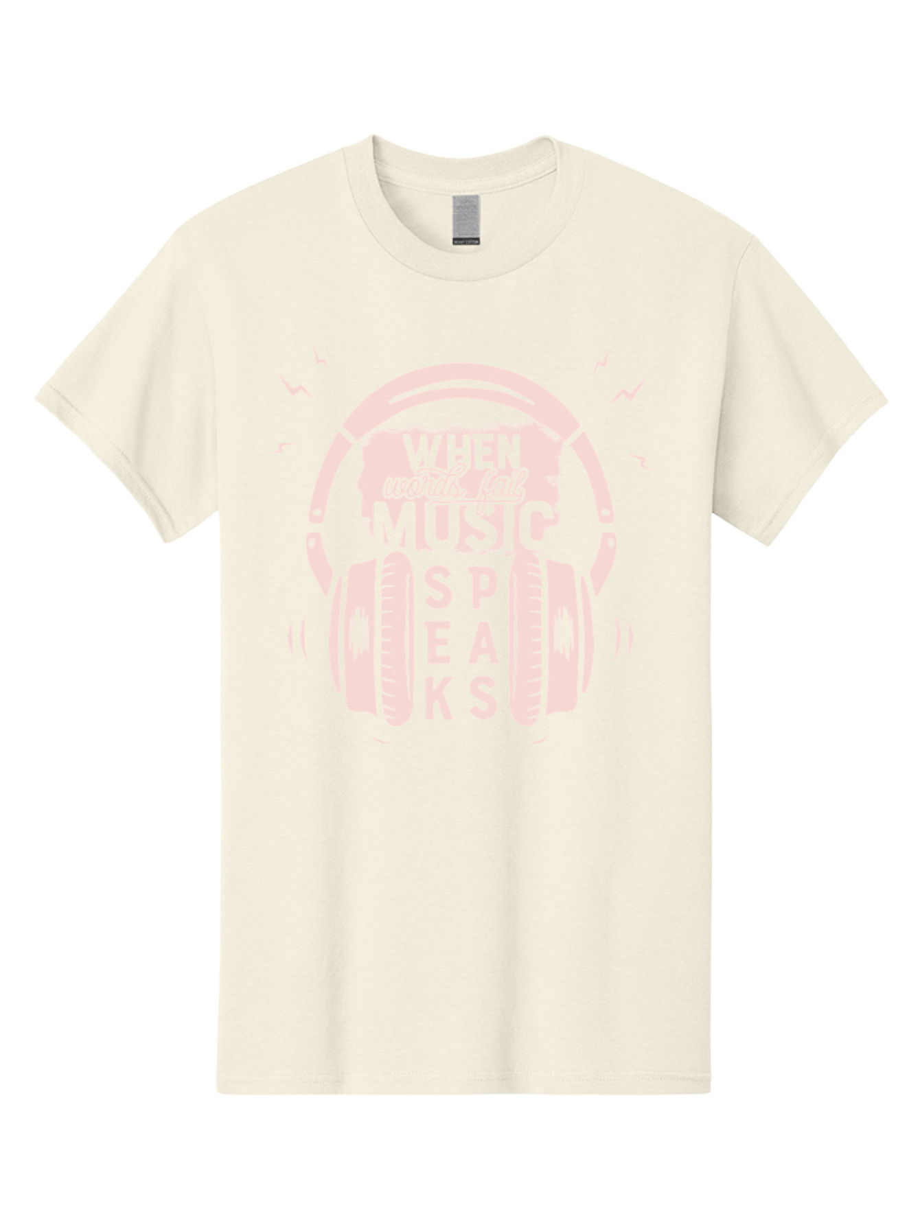 When-Words-Fail-Music-Speaks-Headphones Men'S Graphic Tee, 100% Cotton, Comfortable Casual Summer Wear, Machine Washable, Music Speaks, Inspiring Quotes, Headphone Design, Motivational Phrases, Music Inspiration, Words Of Wisdom, Aab962 5