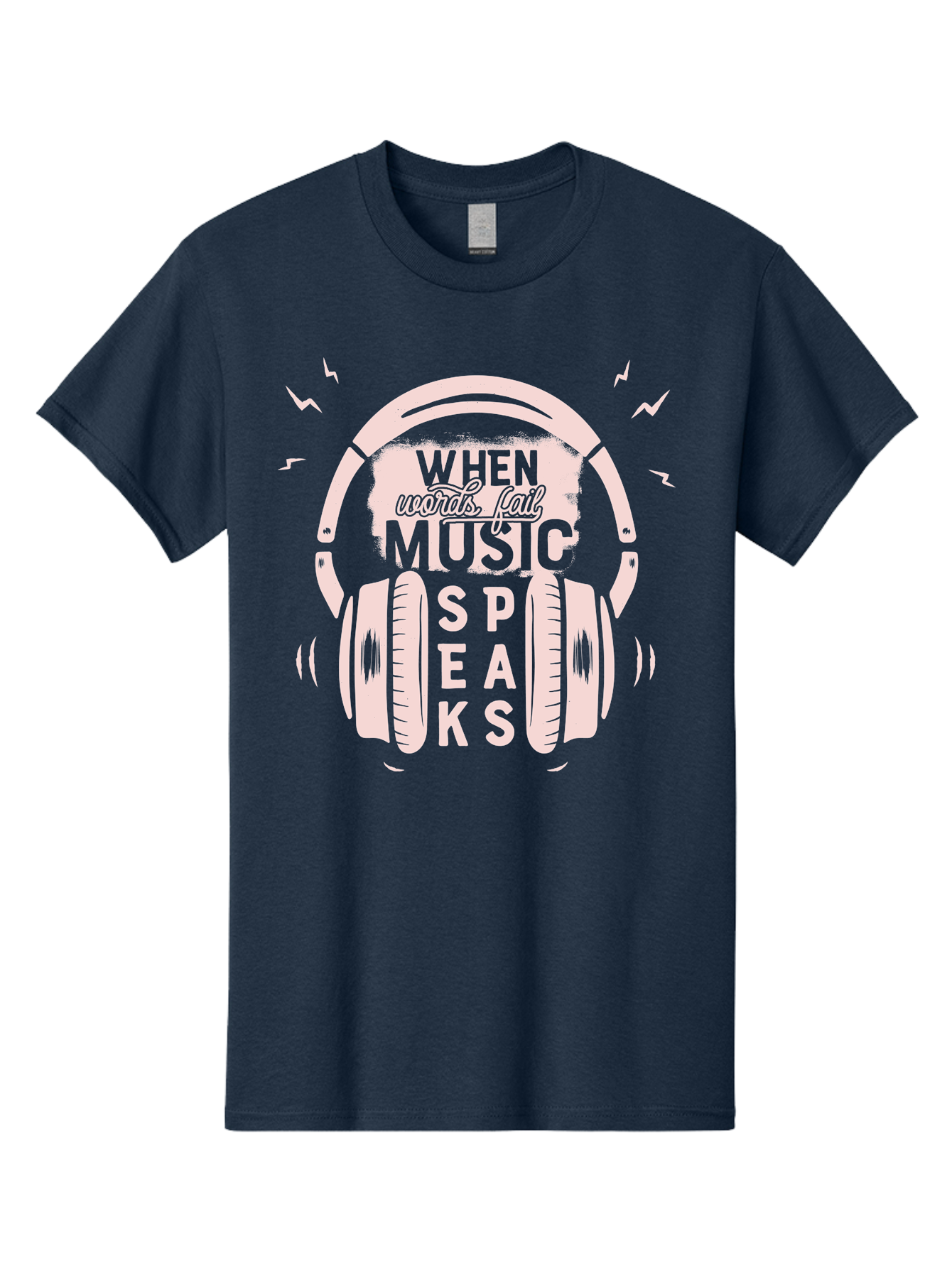 When-Words-Fail-Music-Speaks-Headphones Men'S Graphic Tee, 100% Cotton, Comfortable Casual Summer Wear, Machine Washable, Music Speaks, Inspiring Quotes, Headphone Design, Motivational Phrases, Music Inspiration, Words Of Wisdom, Aab962 17