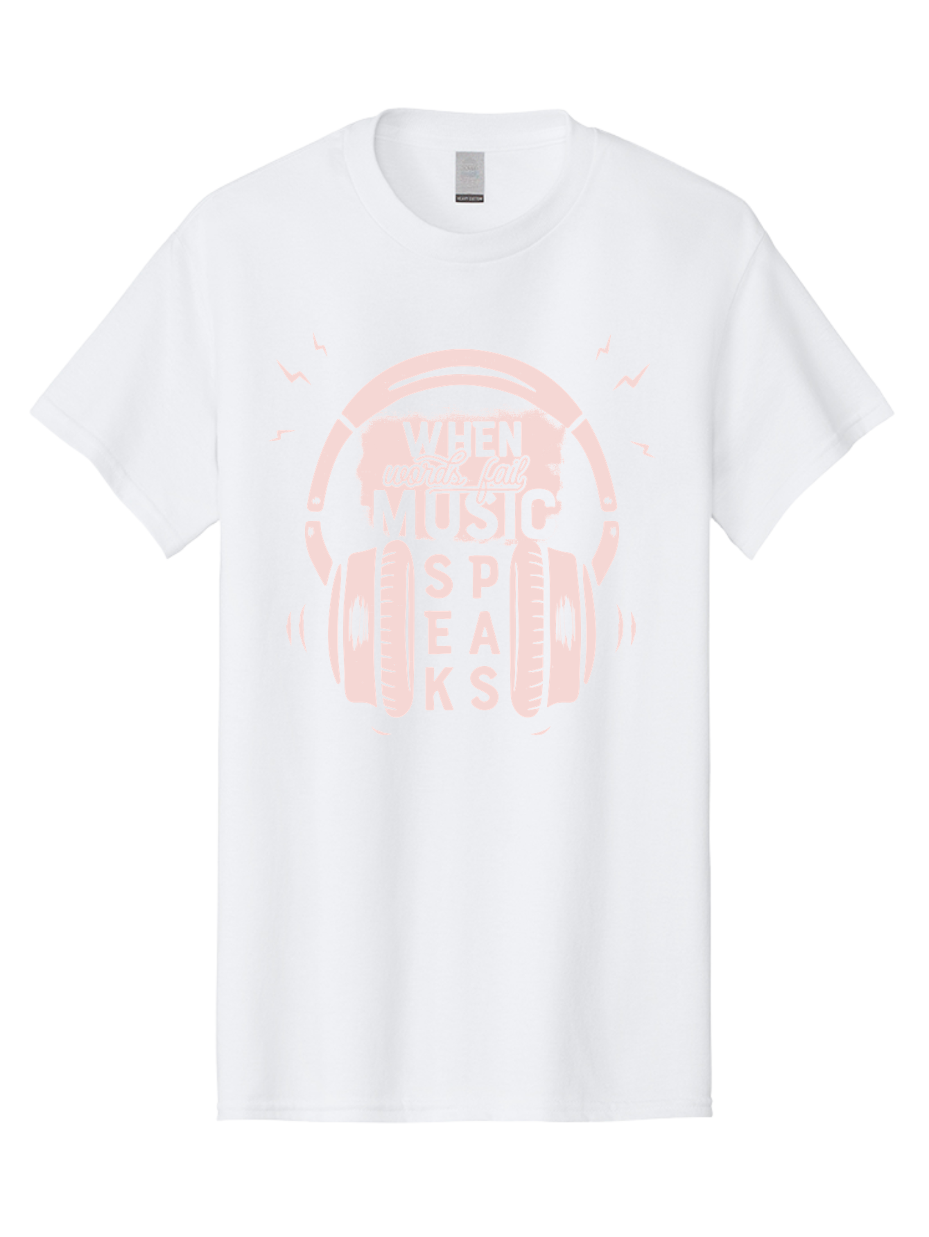 When-Words-Fail-Music-Speaks-Headphones Men'S Graphic Tee, 100% Cotton, Comfortable Casual Summer Wear, Machine Washable, Music Speaks, Inspiring Quotes, Headphone Design, Motivational Phrases, Music Inspiration, Words Of Wisdom, Aab962 7