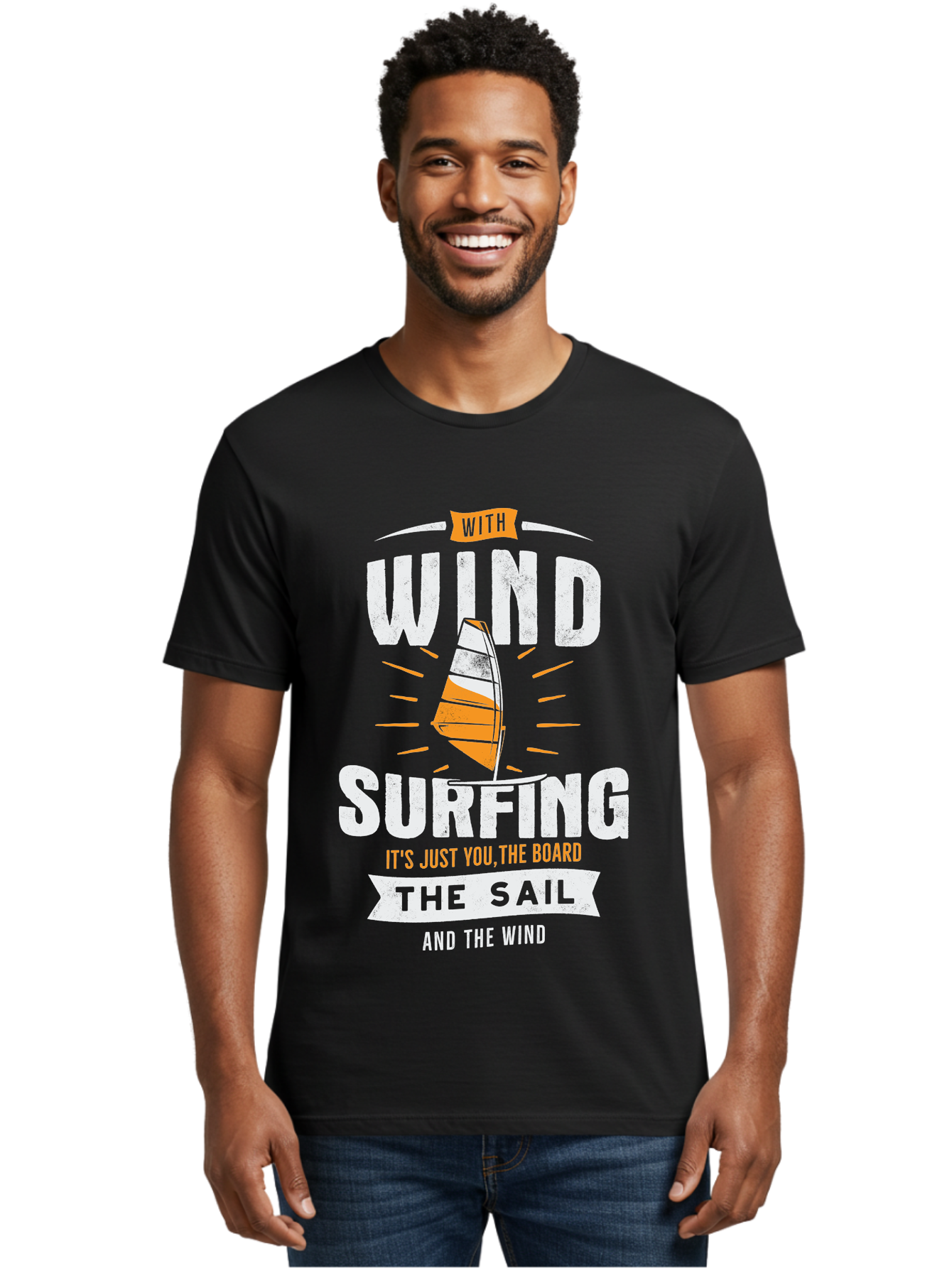 Wind-Surfing Men'S Graphic Tee, 100% Cotton, Comfortable Casual Summer Wear, Machine Washable, Windsurfing, Water Sports, Sailing, Adventure Seekers, Thrill Lovers, Windsurfing Quotes, Sailing Inspiration, Surfing Culture, Extreme Sports, Aab964 4
