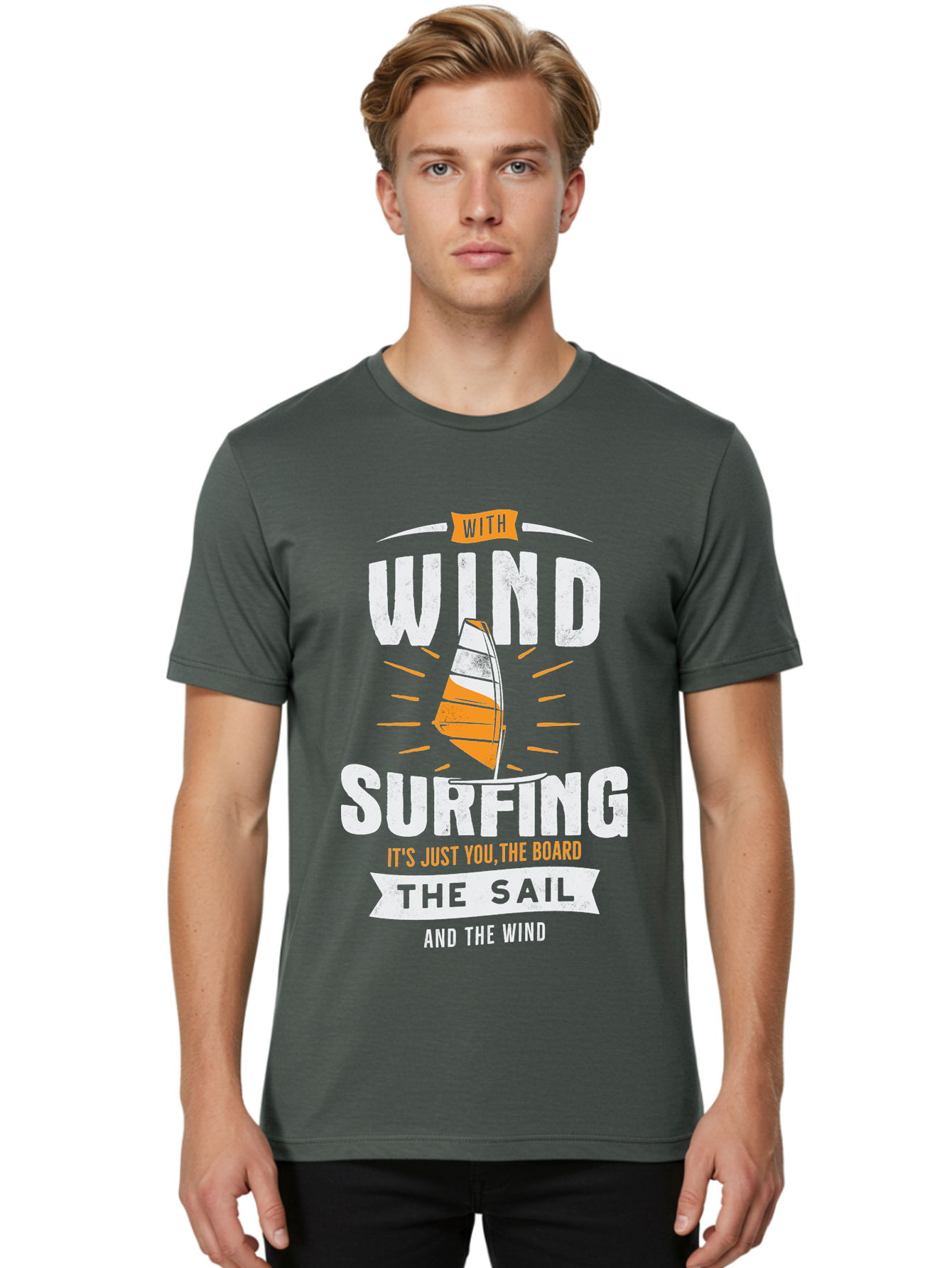 Wind-Surfing Men'S Graphic Tee, 100% Cotton, Comfortable Casual Summer Wear, Machine Washable, Windsurfing, Water Sports, Sailing, Adventure Seekers, Thrill Lovers, Windsurfing Quotes, Sailing Inspiration, Surfing Culture, Extreme Sports, Aab964 26