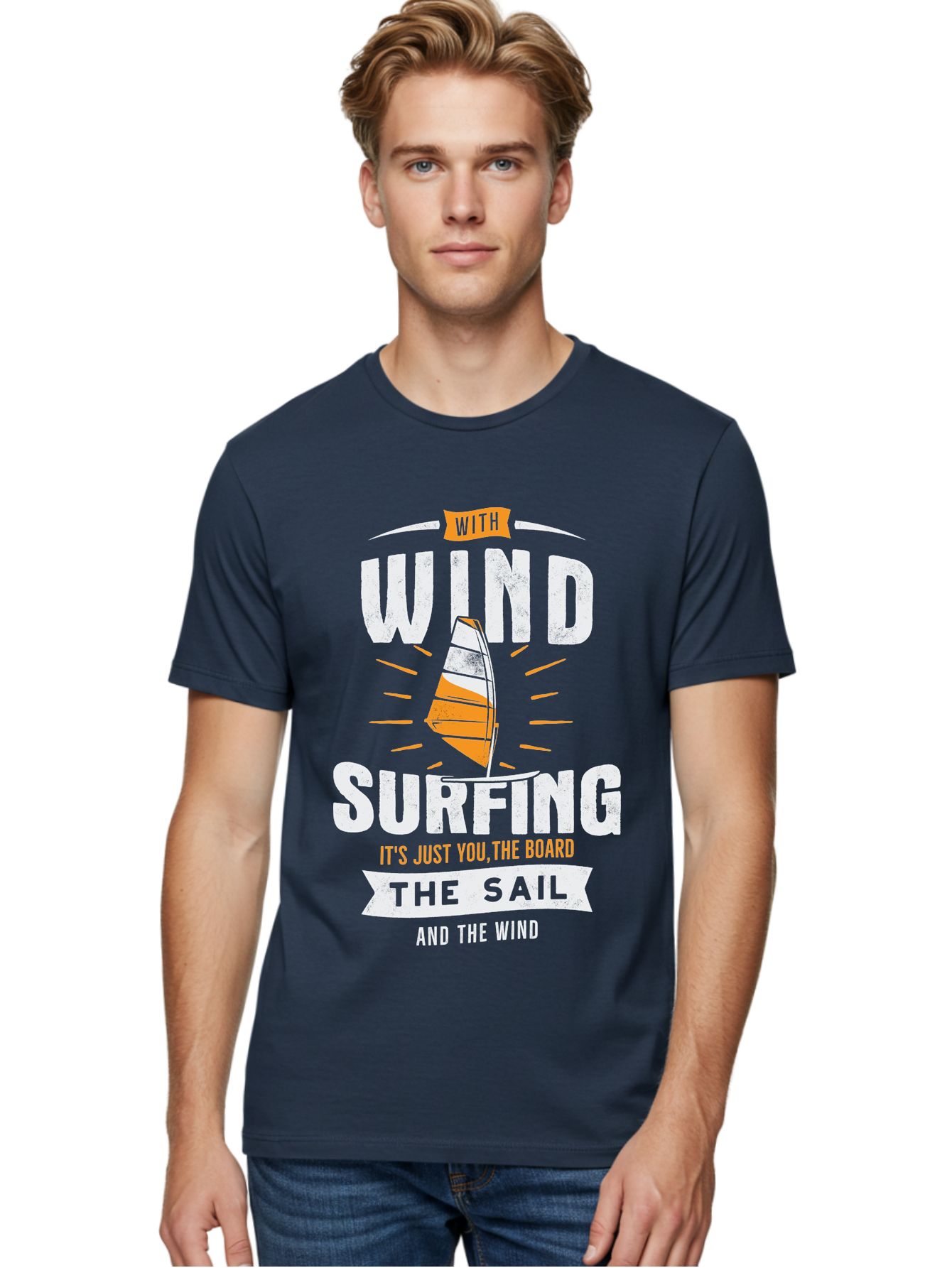 Wind-Surfing Men'S Graphic Tee, 100% Cotton, Comfortable Casual Summer Wear, Machine Washable, Windsurfing, Water Sports, Sailing, Adventure Seekers, Thrill Lovers, Windsurfing Quotes, Sailing Inspiration, Surfing Culture, Extreme Sports, Aab964 28
