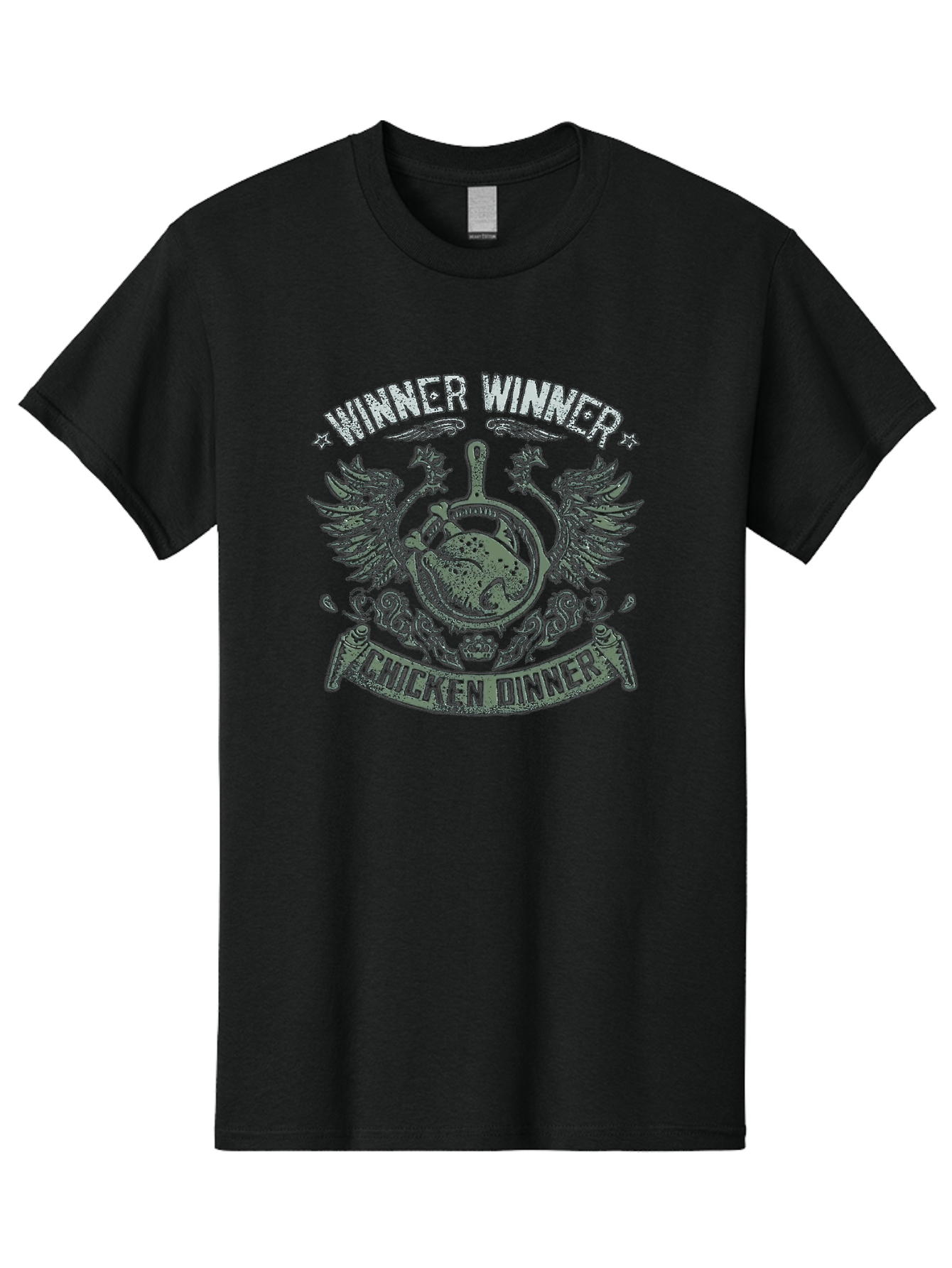 Winner-Winner-Chicken-Dinner Men'S Graphic Tee, 100% Cotton, Comfortable Casual Summer Wear, Machine Washable, Vintage-Style Emblem, Chicken Dinner Logo, Victorious Theme, Culinary Badge, Winner Winner, Chicken Dinner, Bold Typography, Aab965 1