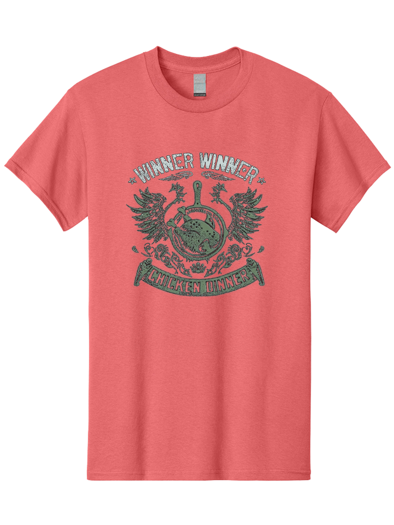 Winner-Winner-Chicken-Dinner Men'S Graphic Tee, 100% Cotton, Comfortable Casual Summer Wear, Machine Washable, Vintage-Style Emblem, Chicken Dinner Logo, Victorious Theme, Culinary Badge, Winner Winner, Chicken Dinner, Bold Typography, Aab965 7