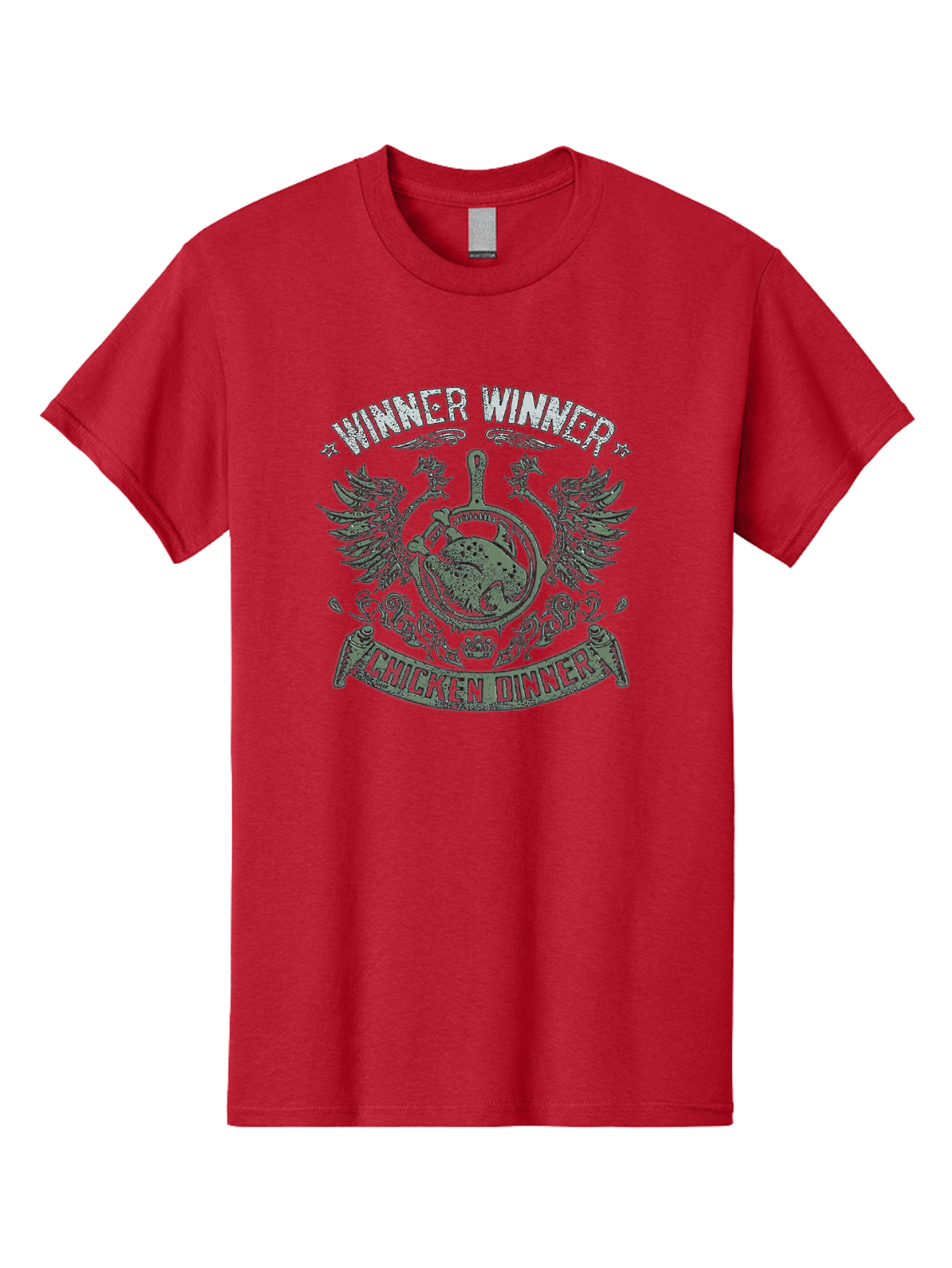 Winner-Winner-Chicken-Dinner Men'S Graphic Tee, 100% Cotton, Comfortable Casual Summer Wear, Machine Washable, Vintage-Style Emblem, Chicken Dinner Logo, Victorious Theme, Culinary Badge, Winner Winner, Chicken Dinner, Bold Typography, Aab965 23
