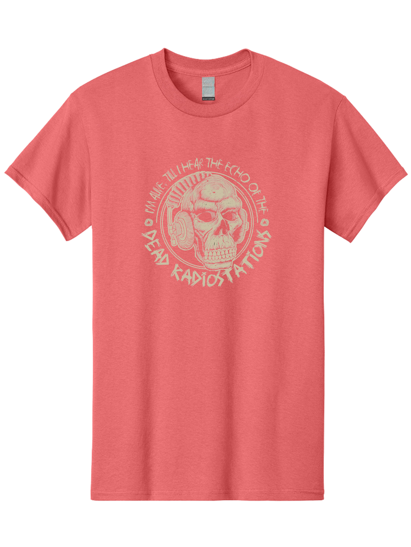 Dead-Radiostations Men'S Graphic Tee, 100% Cotton, Comfortable Casual Summer Wear, Machine Washable, Skull Wearing Headphones, Dead Radio Stations, Music Lover, Grunge Style, Monochromatic Art, Edgy Illustration, Dark Aesthetic, Aab967 13