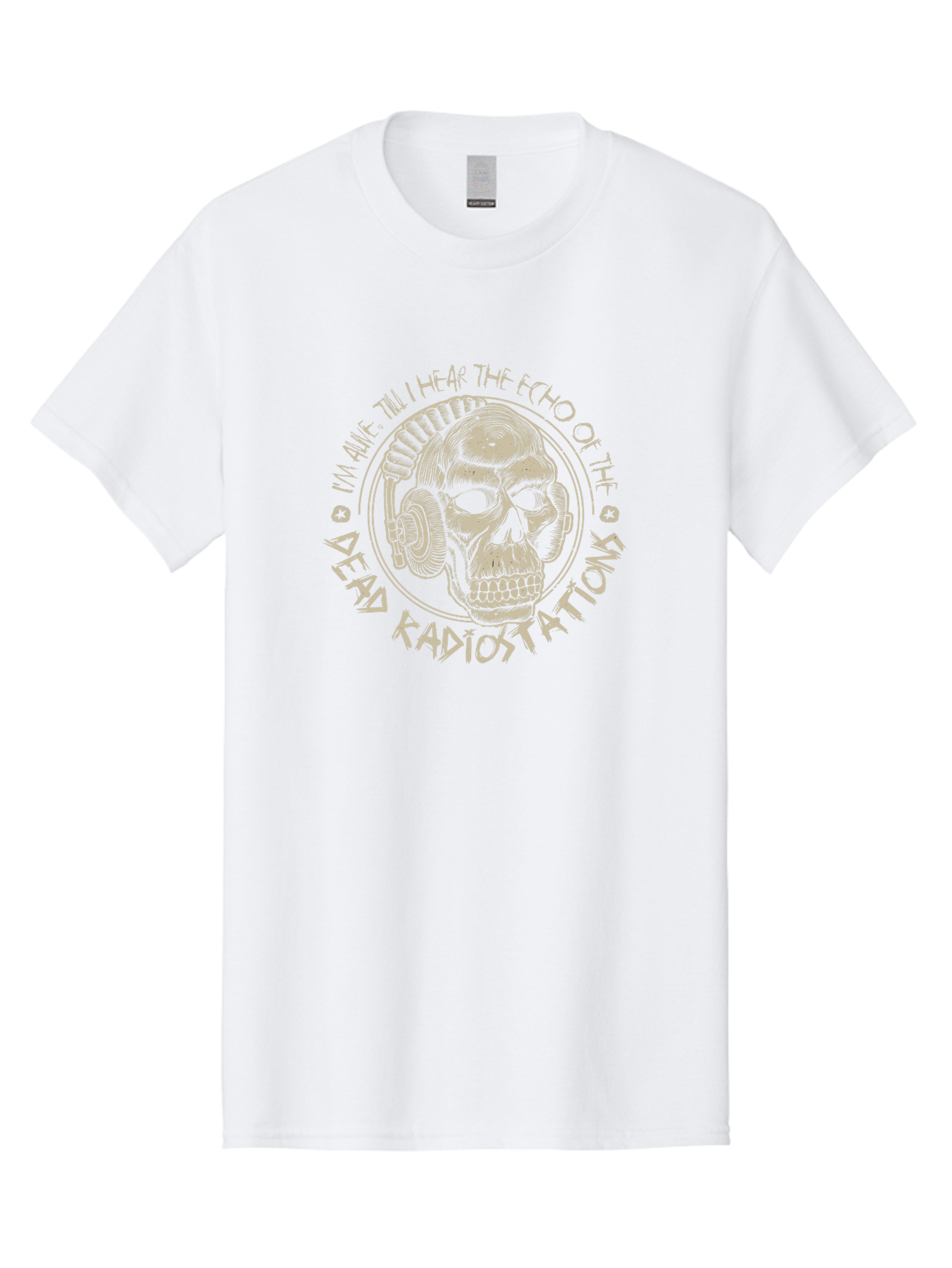 Dead-Radiostations Men'S Graphic Tee, 100% Cotton, Comfortable Casual Summer Wear, Machine Washable, Skull Wearing Headphones, Dead Radio Stations, Music Lover, Grunge Style, Monochromatic Art, Edgy Illustration, Dark Aesthetic, Aab967 11
